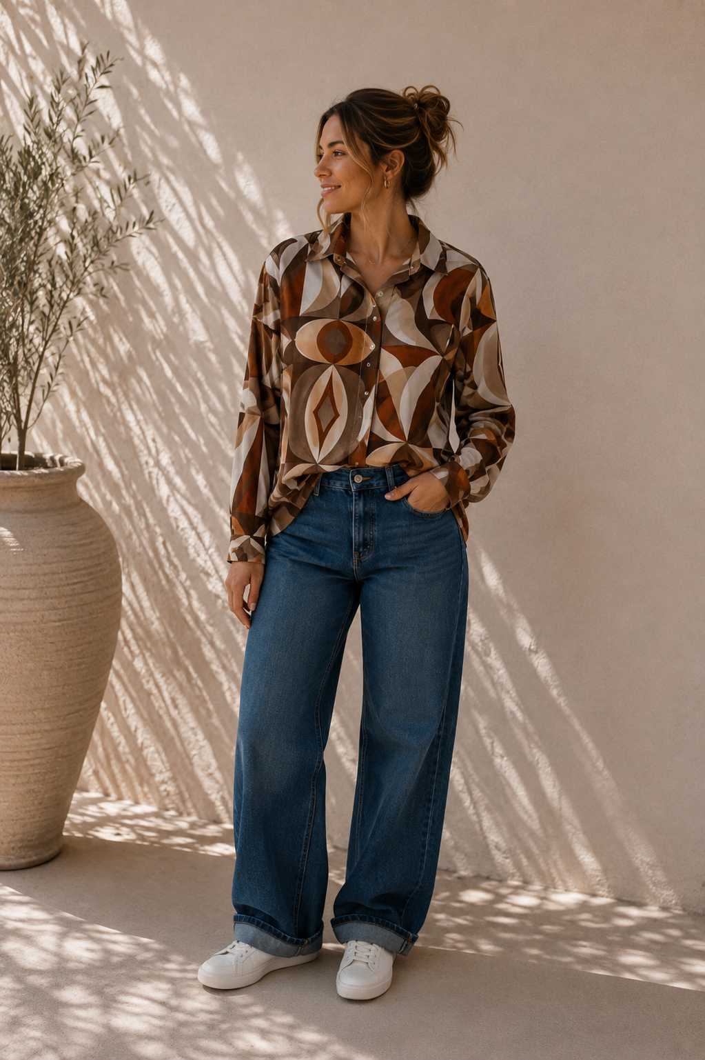 Kofferstoff Bluse Retro Print – No. BL011 | Made in Italy | passt ca. Gr. 34–42