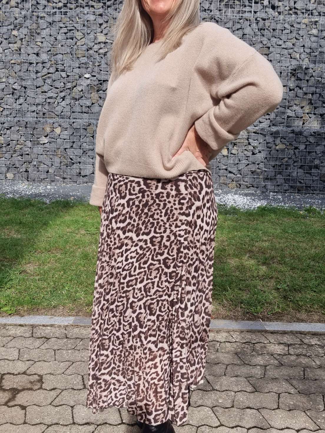 PLISSEE SKIRT SARABI LEO CREME Midi Rock Made in Italy 34-40 PLISSEE SKIRT SARABI LEO CREME Midi Rock Made in Italy 34-40
