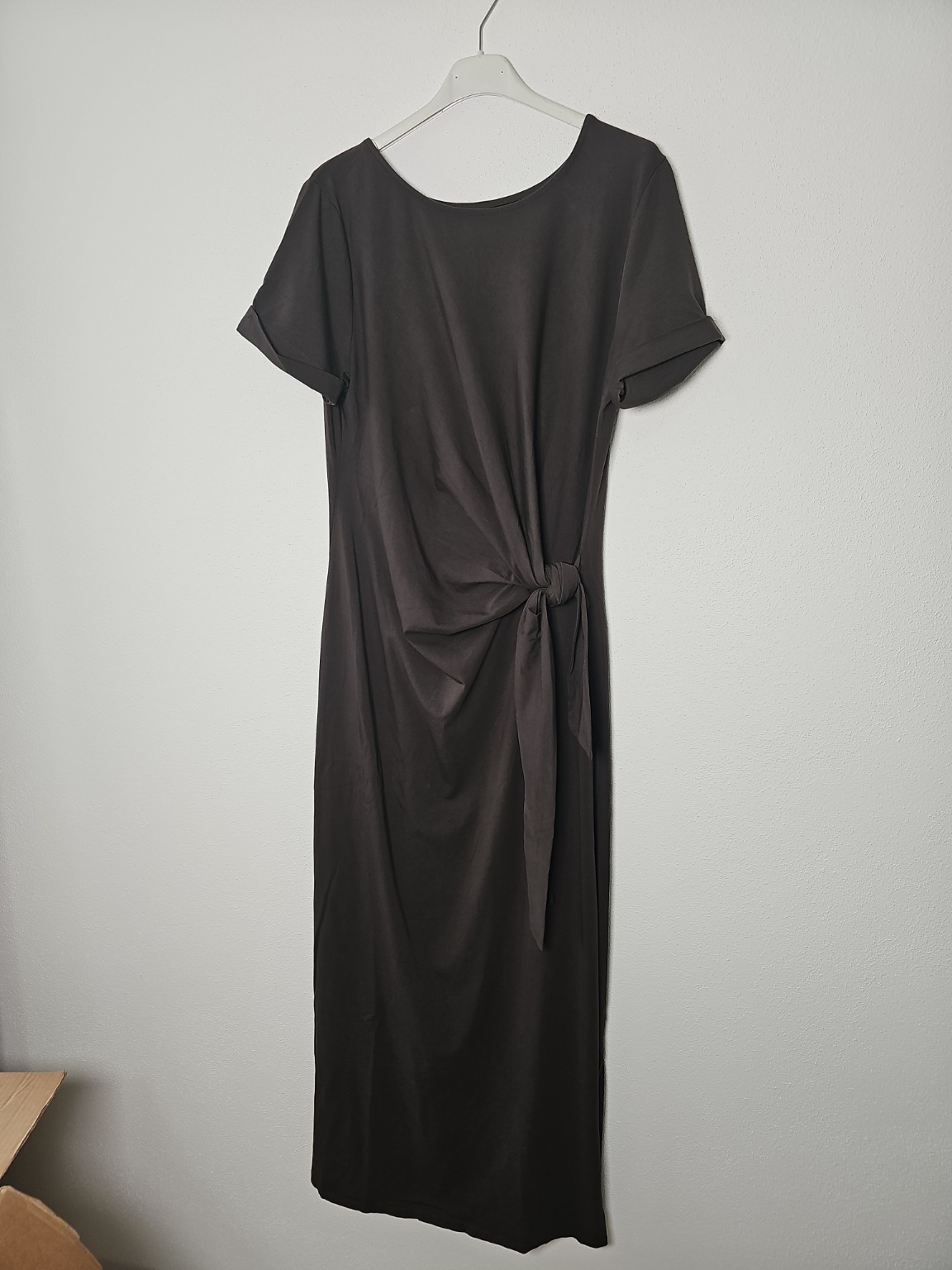 Exklusives Baumwollkleid Samira zum Binden Schoko 34-40/42