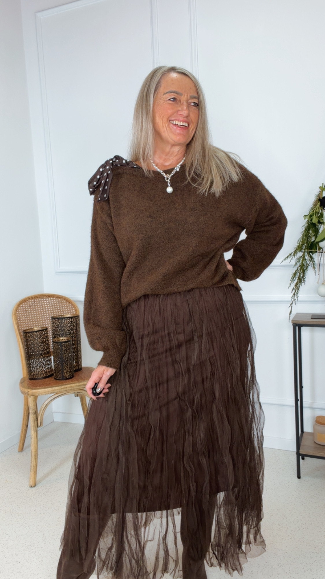 COZY KNIT SWEATER MACY Schleife Made in Italy 34 -44 Strick Pullover