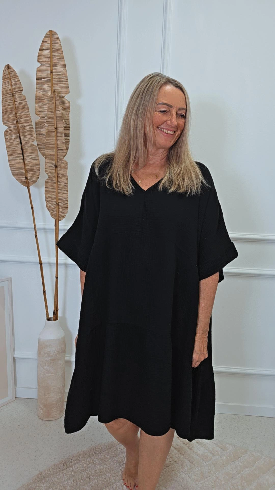KURZES MUSSELIN TUNIKA KLEID CALLA Made in Italy 34-44/46