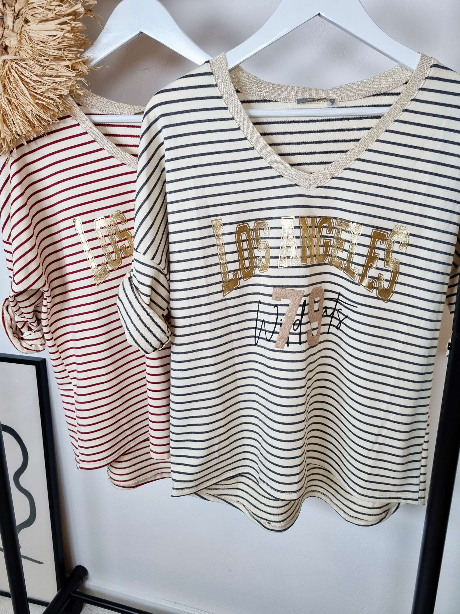 BASIC SHIRT LOS ANGELES STRIPES GLAMOUR ANTHRAZIT Streifen Longsleeve 34-42 Made in Italy Anthrazit BASIC SHIRT LOS ANGELES STRIPES GLAMOUR ANTHRAZIT Streifen Longsleeve 34-42 Made in Italy Anthrazit
