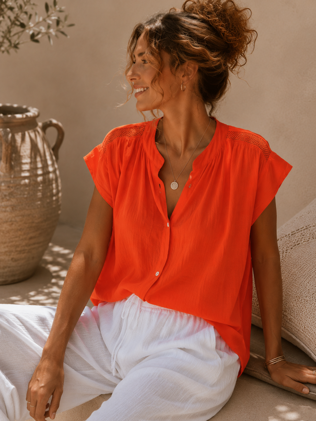 Blüschen „Marion“ Uni Made in Italy 34-42  Sommerschnapper – vom Umtausch ausgeschlossen