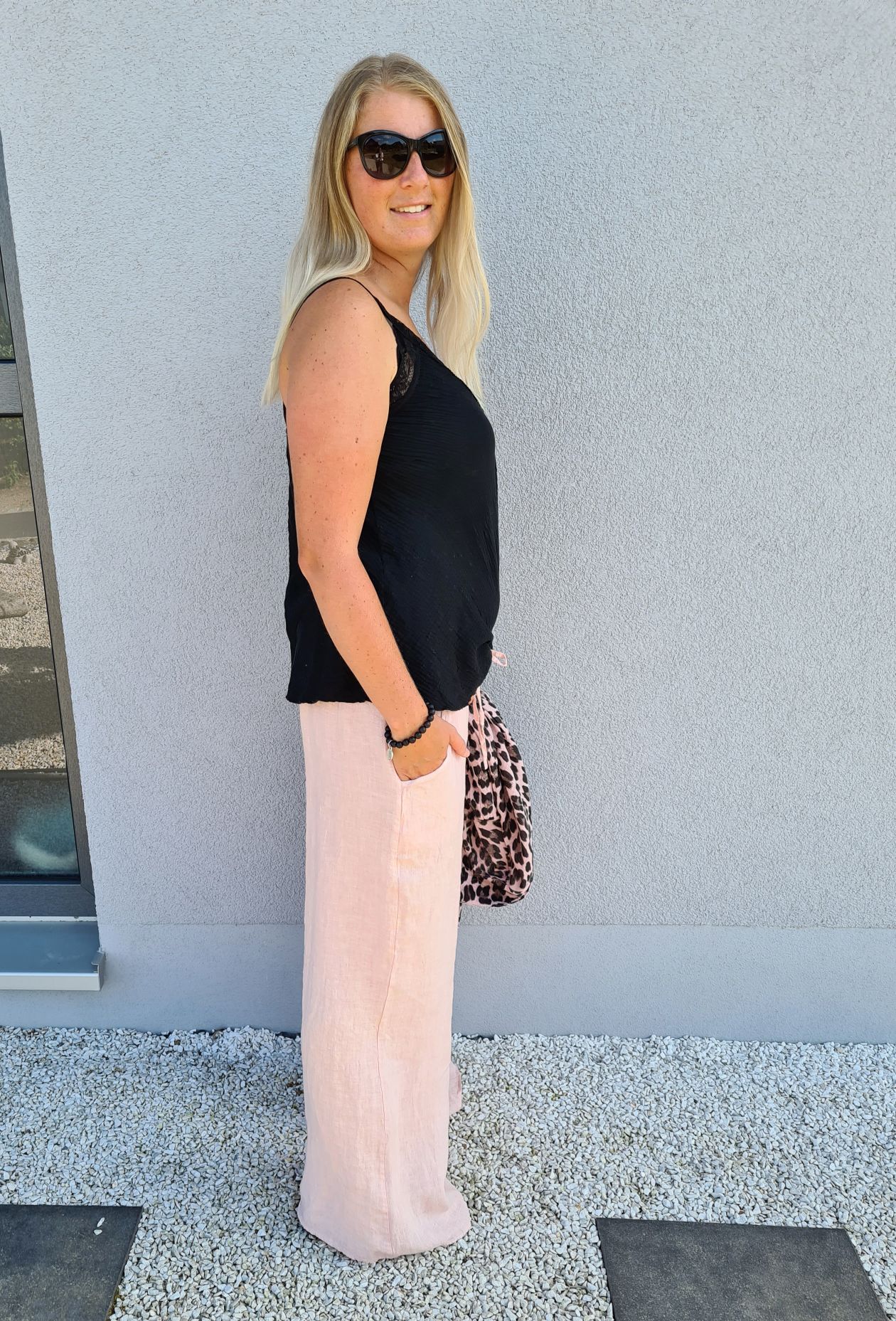 LINEN MARLENE PANT BRIGITTE ROSA Pocket 34-42 Made in Italy weite Leinen Hose mit Taschen LINEN MARLENE PANT BRIGITTE ROSA Pocket 34-42 Made in Italy weite Leinen Hose mit Taschen