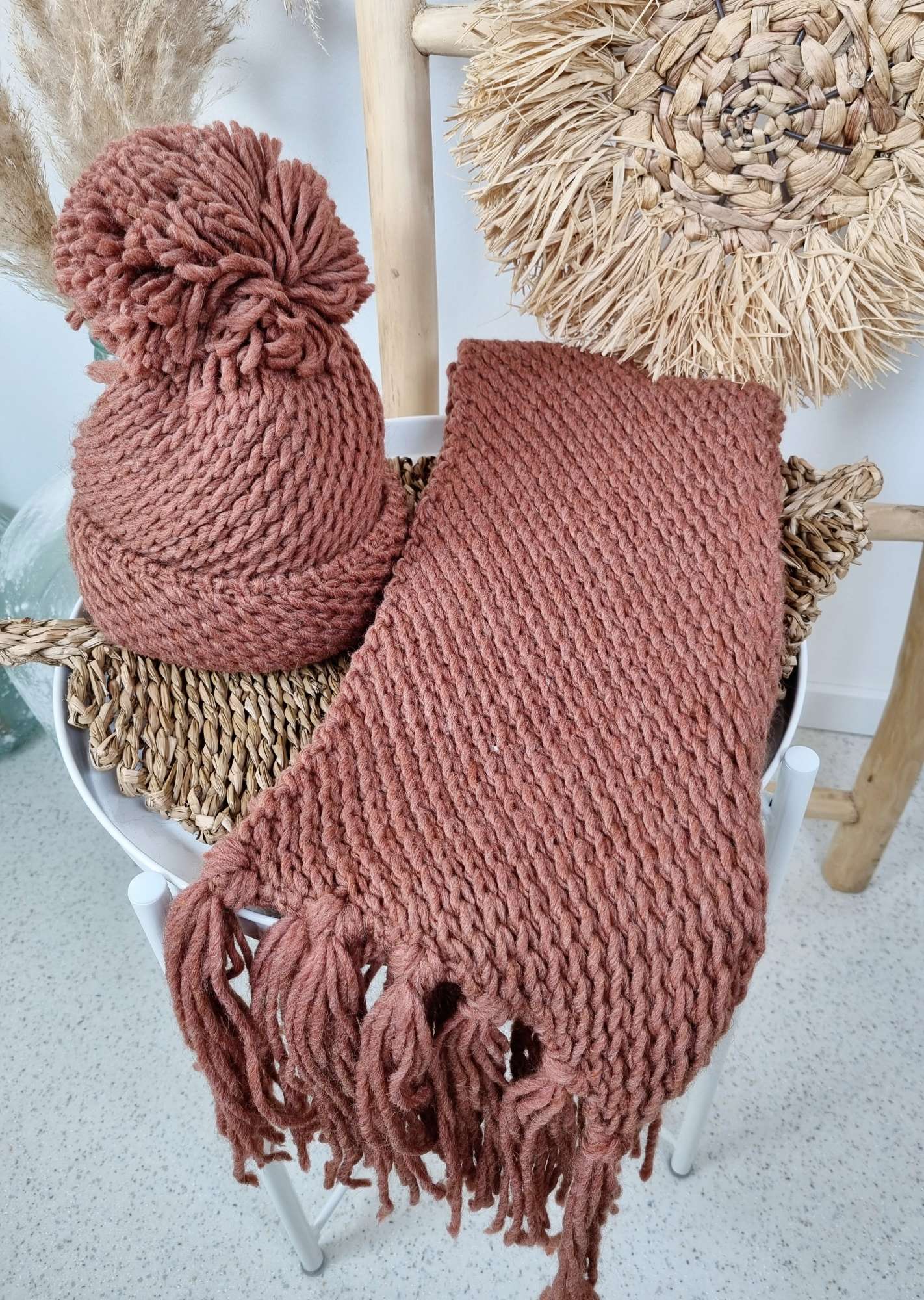 EDLER SCHAL SCARF GIADA ROST Made in Italy kuscheliger weicher Strick Schal Fransen EDLER SCHAL SCARF GIADA ROST Made in Italy kuscheliger weicher Strick Schal Fransen