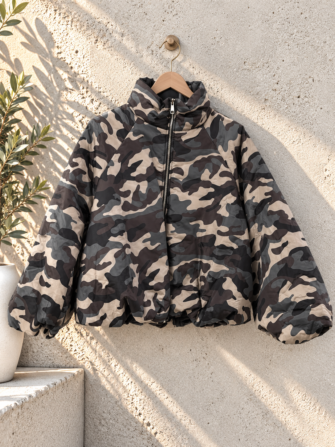 Jacke Puffy Monika CAMOUFLAGE – lässiger Allrounder für die Übergangszeit Made in Italy 34-42