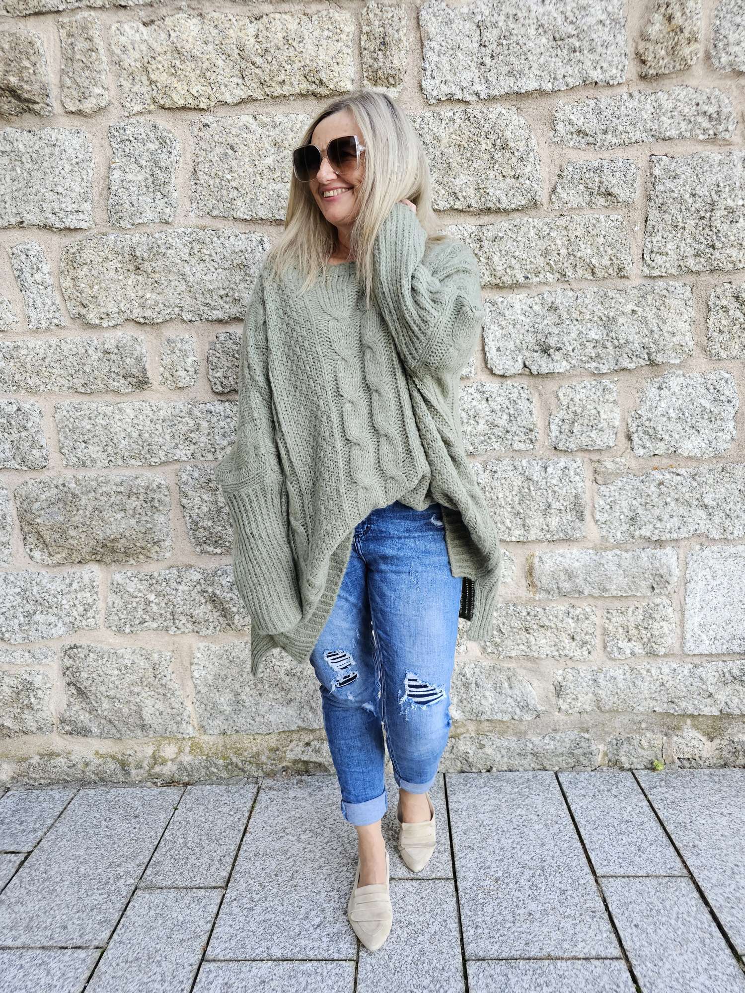 STRICKPULLOVER ZOPFMUSTER TARA Oversize Pullover Made in Italy 36 - 48/50 STRICKPULLOVER ZOPFMUSTER TARA Oversize Pullover Made in Italy 36 - 48/50