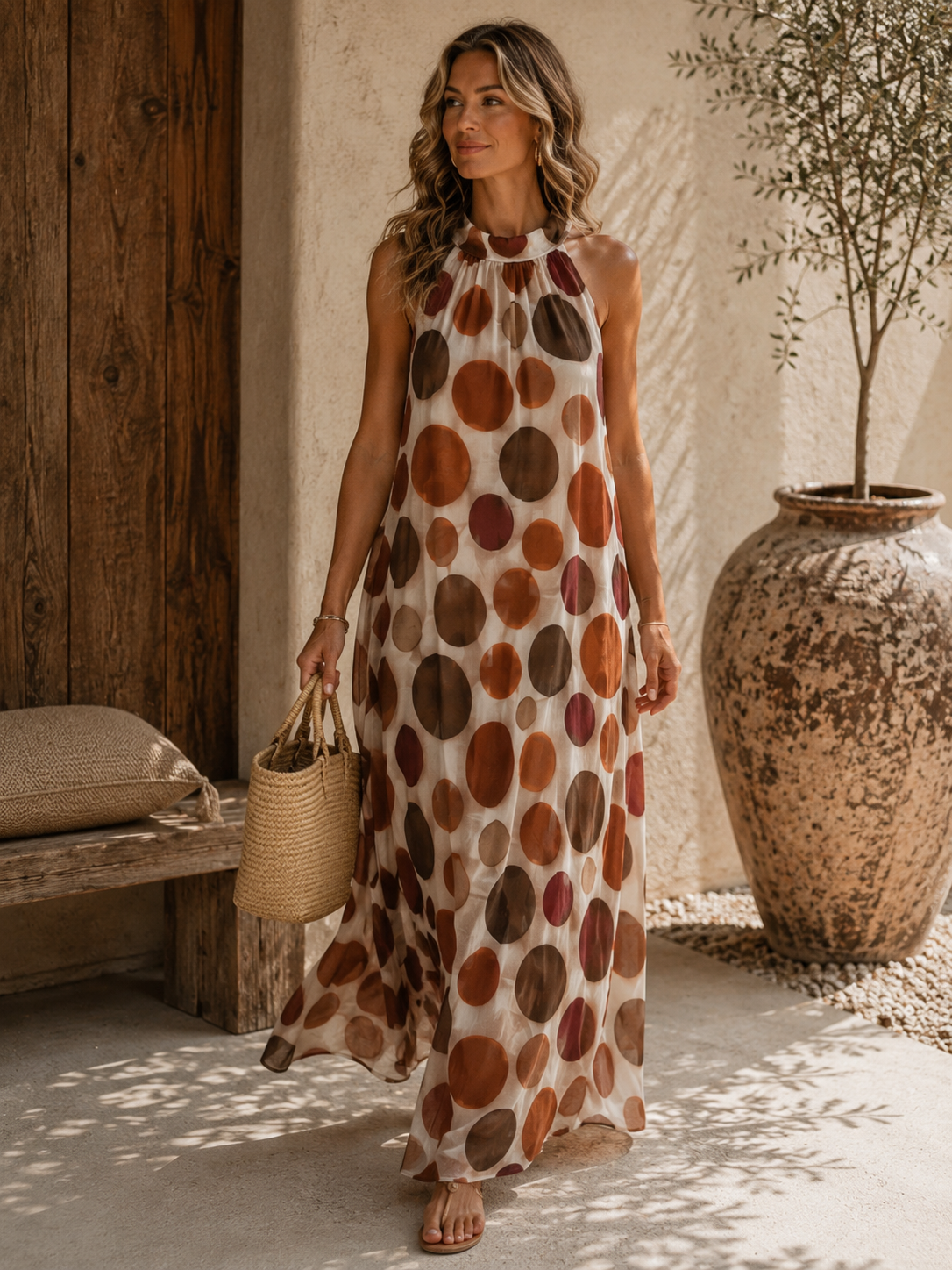 Polka Dots Kleid Zakynthos – Made in Italy | Passend bis zu einer guten Größe 42