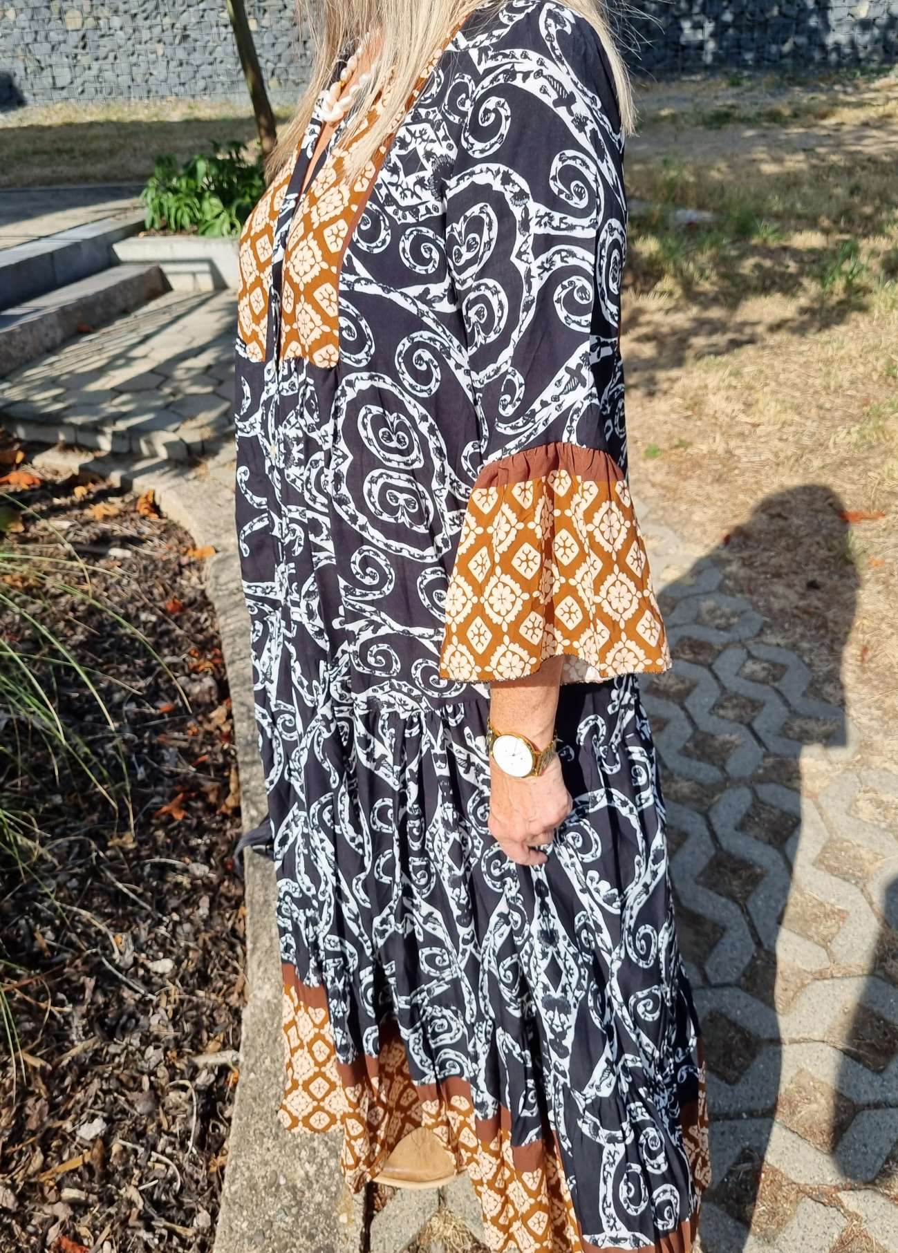 MAXI TUNIKA DRESS STROMBOLI SCHWARZ 34-40/42 Made in Italy langes Kleid Hängerchen Tunikakleid MAXI TUNIKA DRESS STROMBOLI SCHWARZ 34-40/42 Made in Italy langes Kleid Hängerchen Tunikakleid