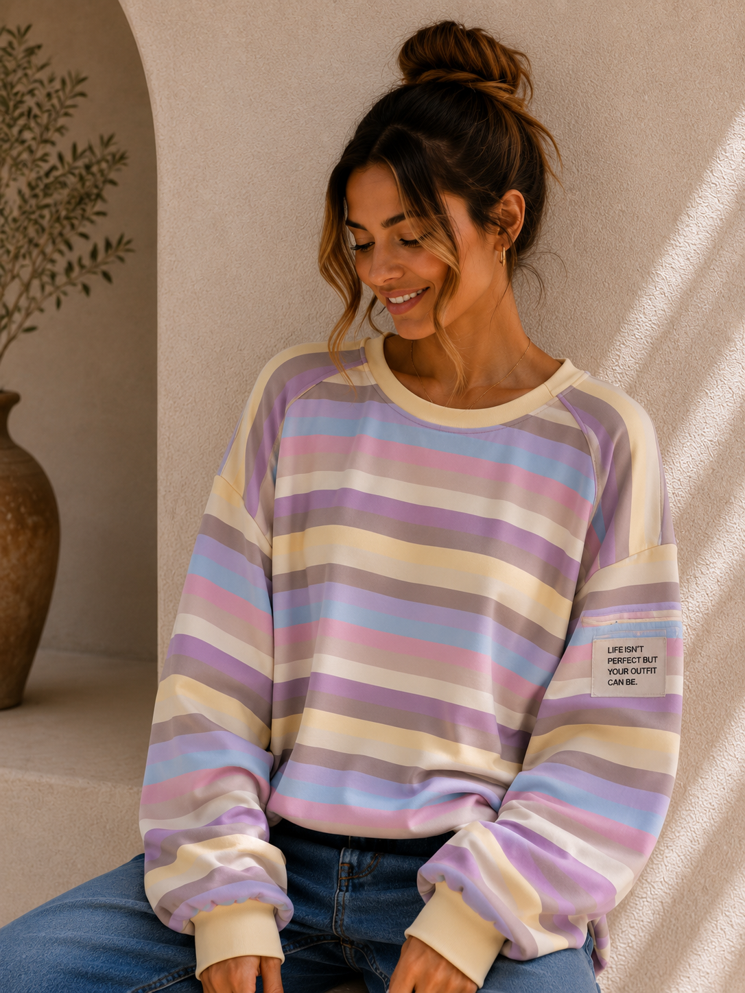Sweatshirt „Ottavia“ – Streifen-Look | Made in Italy | passend bis ca. Gr. 42/44