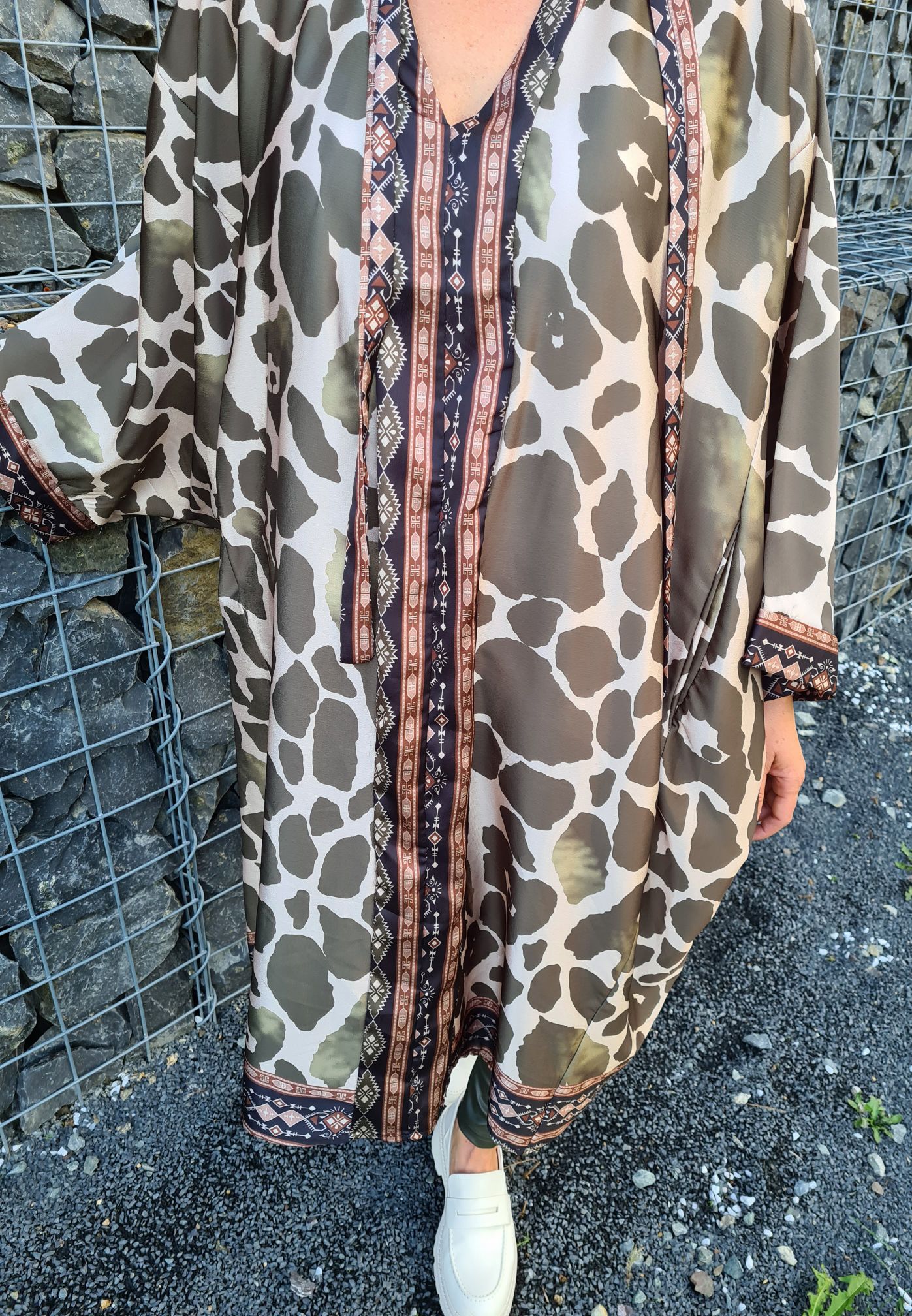 EDLES BLUSEN KLEID THEA KHAKI Midi Kleid Dress Longbluse Made in Italy 34-42 EDLES BLUSEN KLEID THEA KHAKI Midi Kleid Dress Longbluse Made in Italy 34-42