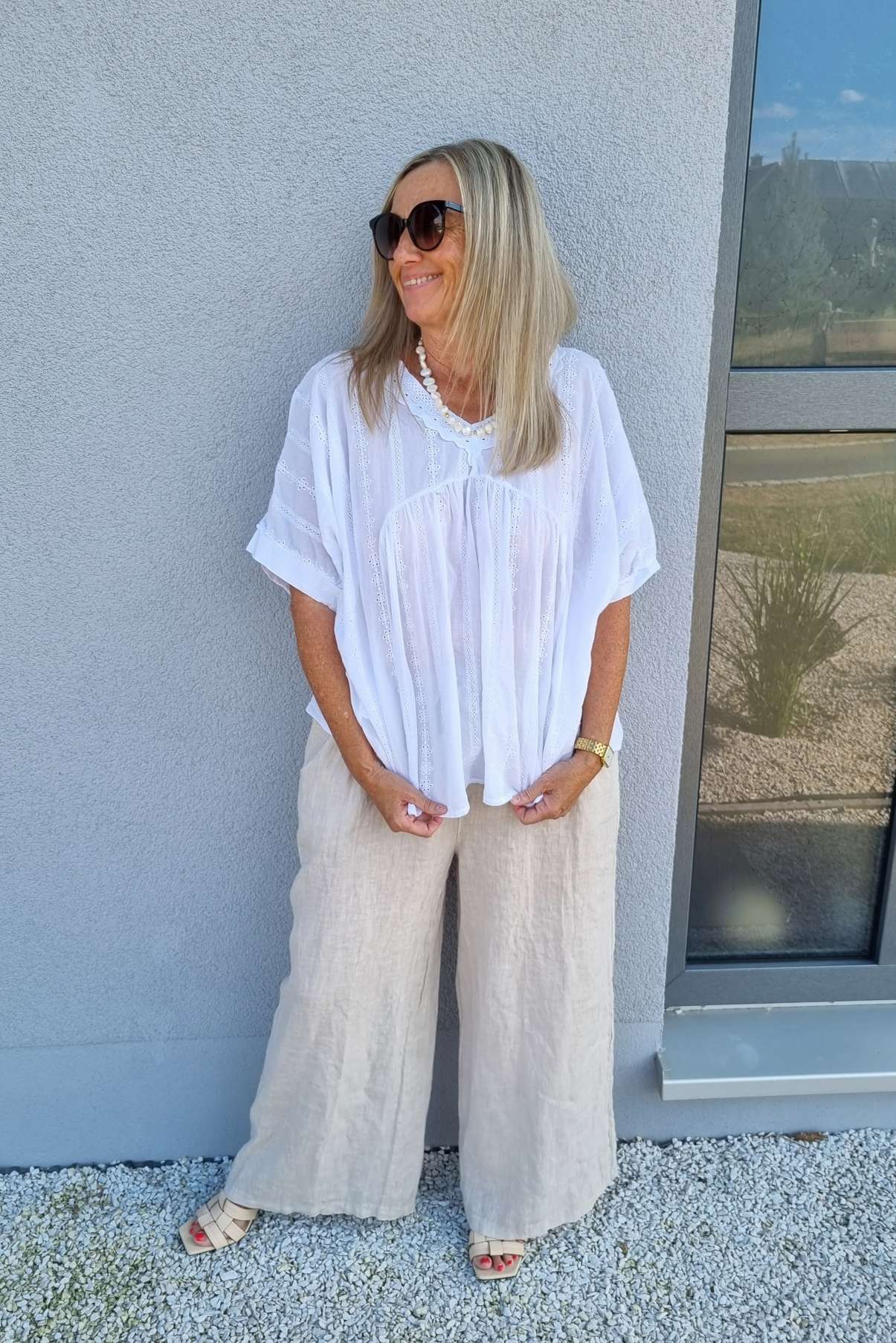 BLUSE TIANA WEISS 34-42 Made in Italy Oversize Tunika Shirt BLUSE TIANA WEISS 34-42 Made in Italy Oversize Tunika Shirt