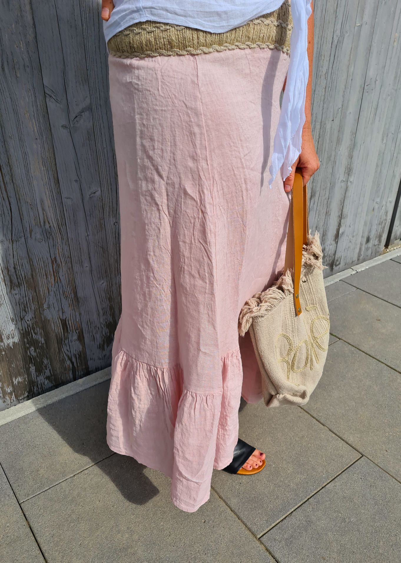 LINEN SKIRT KRISTIN ROSA 34-42 Made in Italy Leinen Midi Rock Bast Details LINEN SKIRT KRISTIN ROSA 34-42 Made in Italy Leinen Midi Rock Bast Details