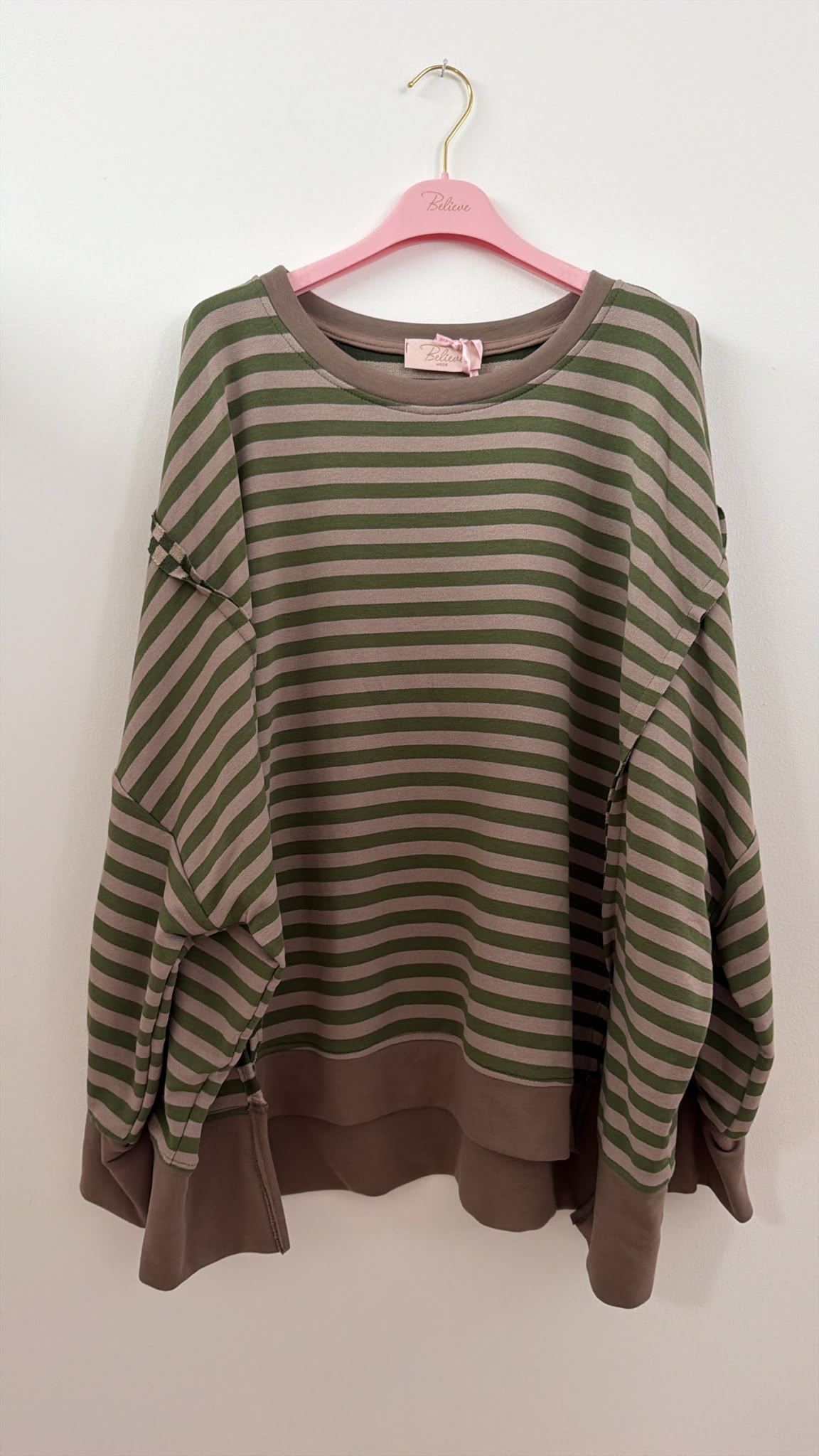 Sweater Charly mit Raw-Cut Details Stripes Made in Italy 34-44/46