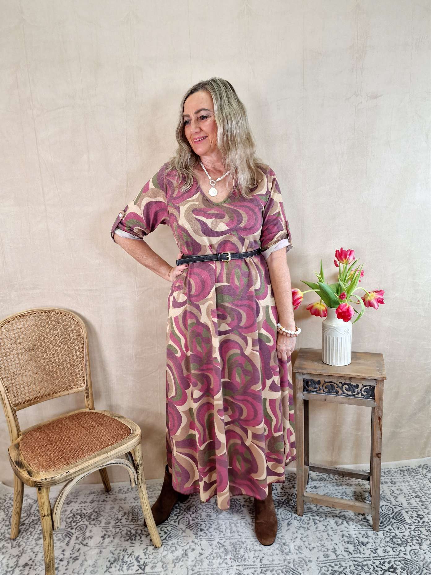 GLAMOUR DRESS SAPHIRA PINK 34-40 Made in Italy langes Kleid GLAMOUR DRESS SAPHIRA PINK 34-40 Made in Italy langes Kleid