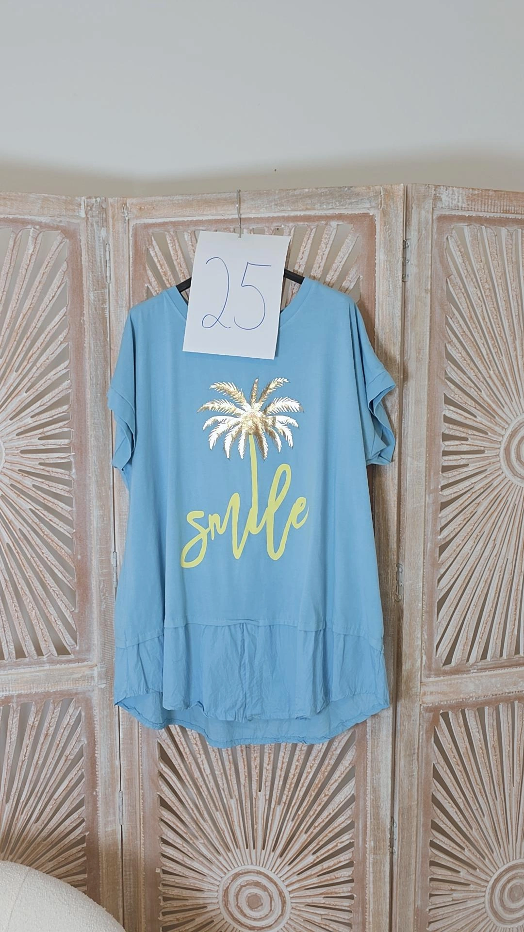 EINZELSTÜCK T-SHIRT SMILE PALME BLAU 25