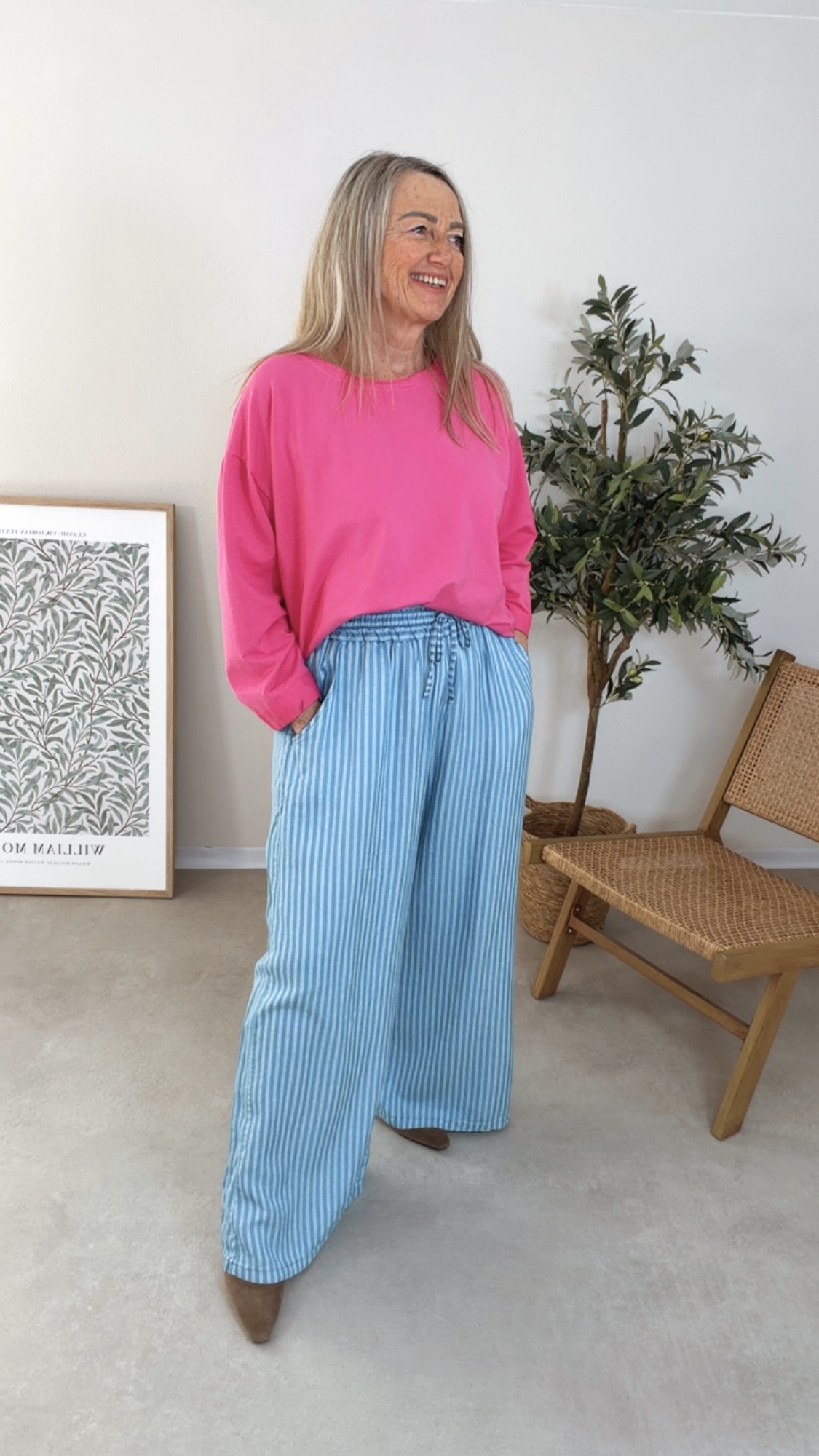 💙✨ Marlene Hose Elunaria Stripes Lyocell Made in Italy