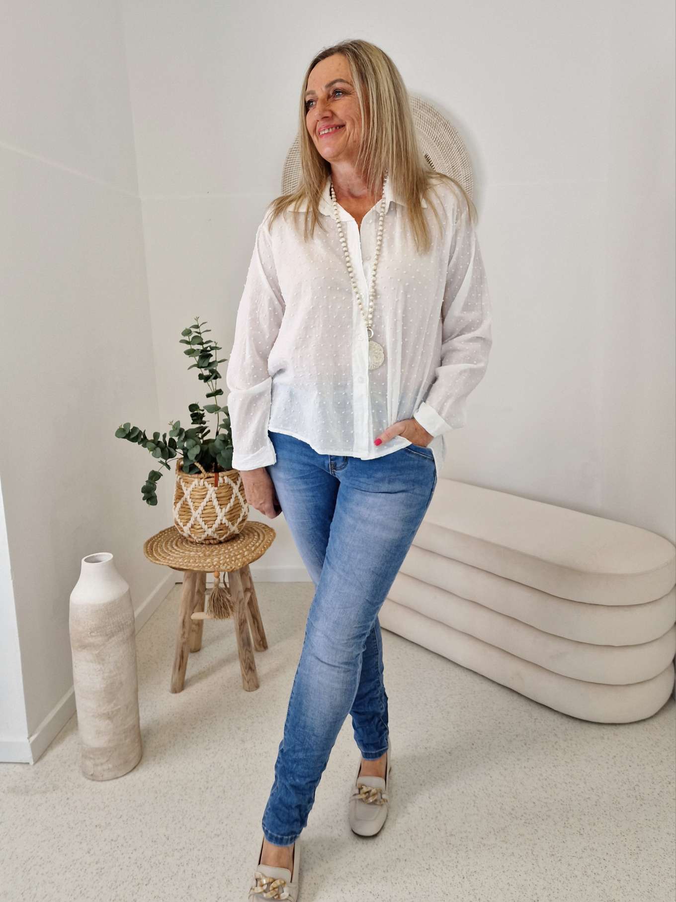 EDLE BLUSE DOTTY WEISS 36 - kl 42 Made in Italy EDLE BLUSE DOTTY WEISS 36 - kl 42 Made in Italy