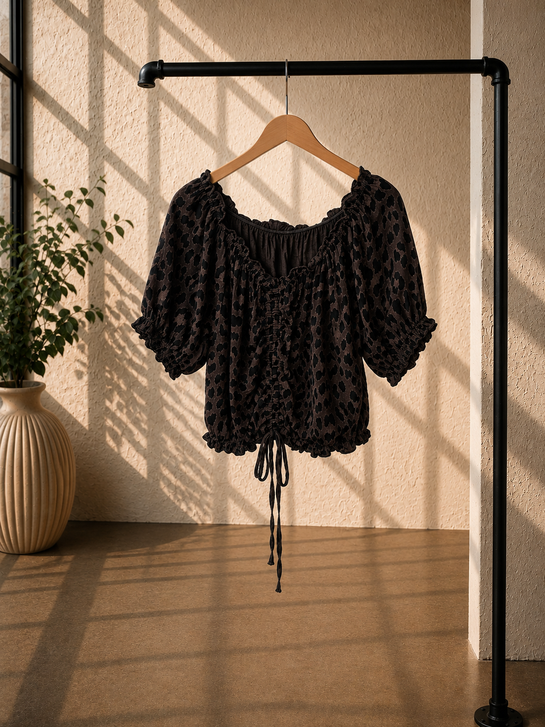 Bluse Cropped Musselin Savanna Leo Made in Italy 34-40/42