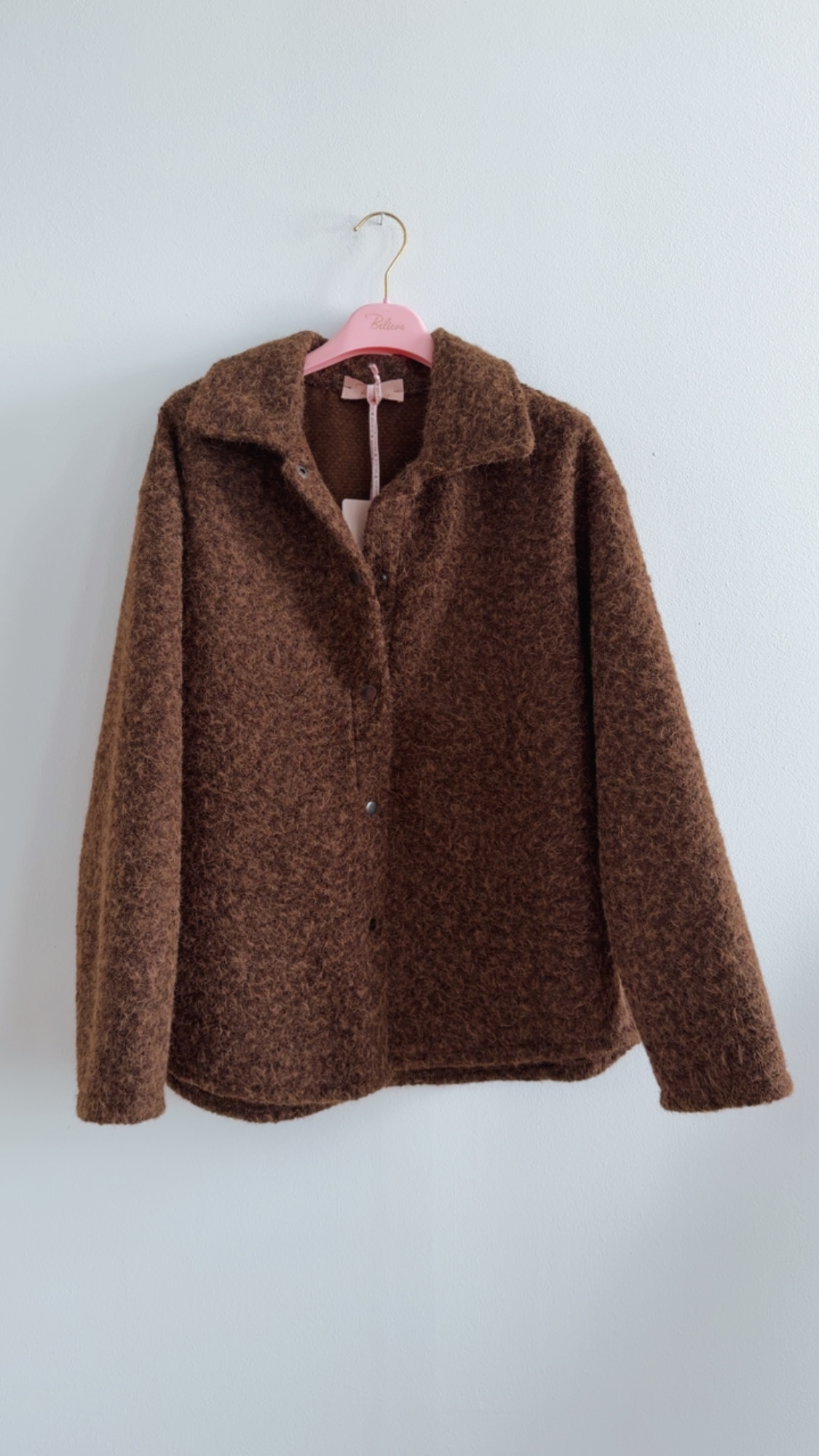 Hemdjacke No. JA014 | Flauschige Wolloptik | Made in Italy | Gr. 34–42