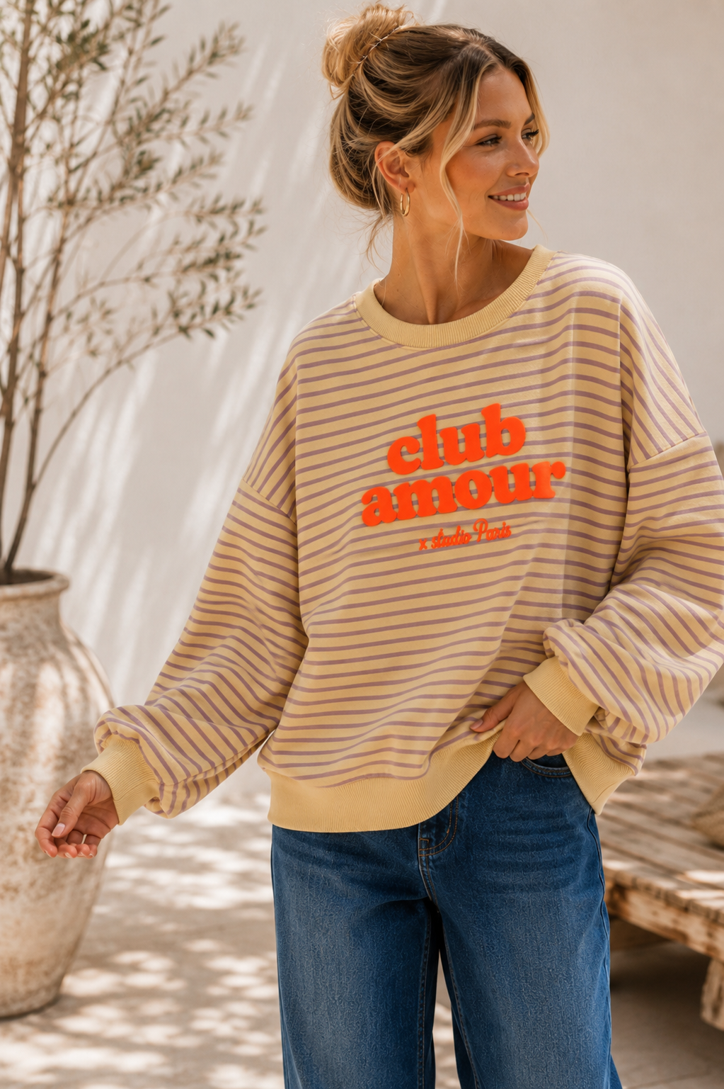 Sweatshirt / Sweater No. SW010 | Streifenlook | Oversize | Made in Italy | passt bis Größe 42/44