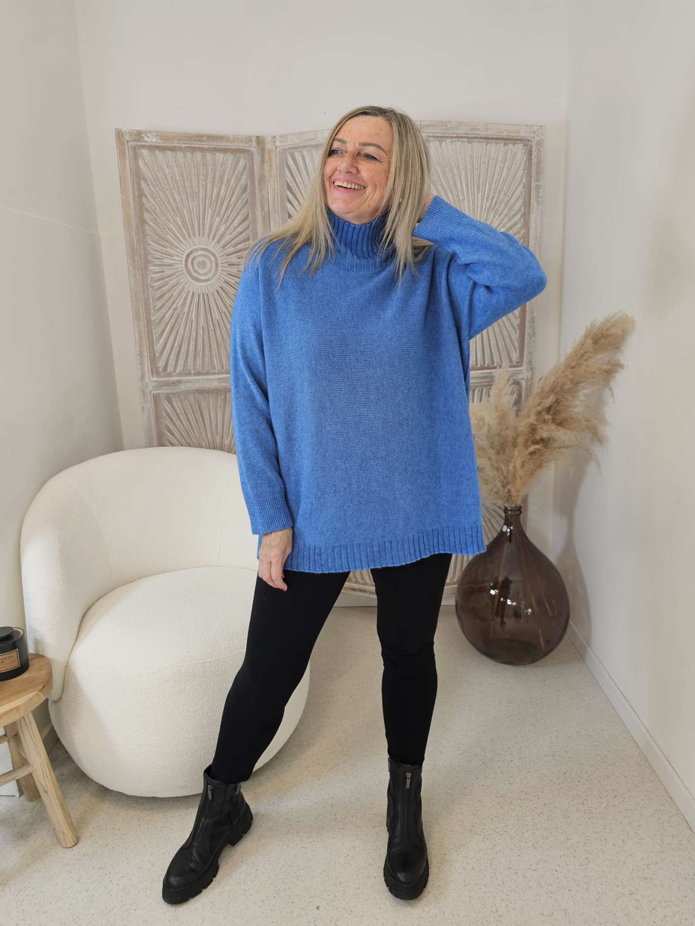 LIGHT KNIT SWEATER ALISON Stehkragen Oversize 34- 42 Made in Italy Pullover LIGHT KNIT SWEATER ALISON Stehkragen Oversize 34- 42 Made in Italy Pullover