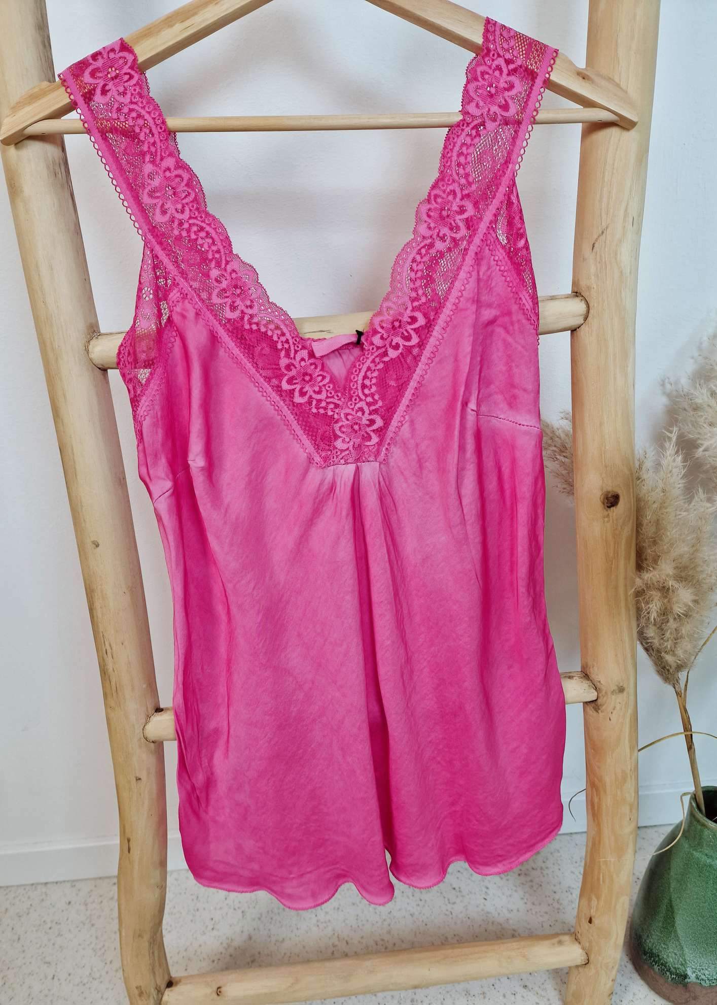 BASIC TOP EVE PINK Spitzentop Made in Italy 34-42  