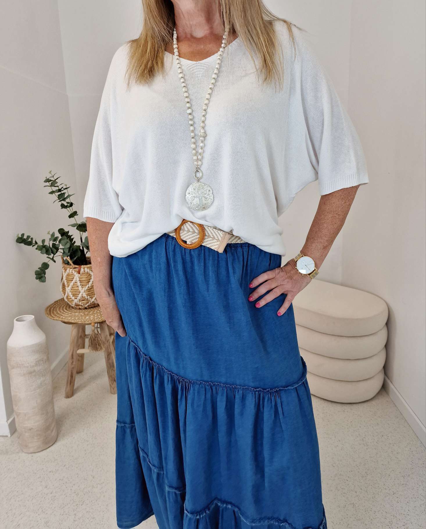 MAXI JEANS SKIRT FYNNIE 34-40 Made in Italy Maxi Rock Damenrock DARK BLUE MAXI JEANS SKIRT FYNNIE 34-40 Made in Italy Maxi Rock Damenrock DARK BLUE