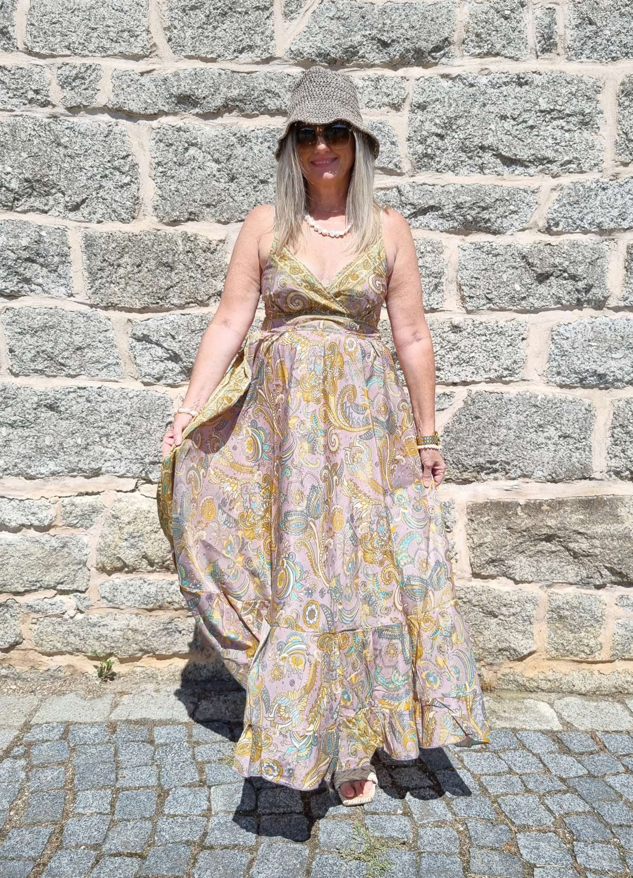 SILK DRESS MALEDIVE LONG VIO NUDE Boho Boheimian Seide Spaghettiträger Kleid Maxi Beach Sommer 34-40 SILK DRESS MALEDIVE LONG VIO NUDE Boho Boheimian Seide Spaghettiträger Kleid Maxi Beach Sommer 34-40