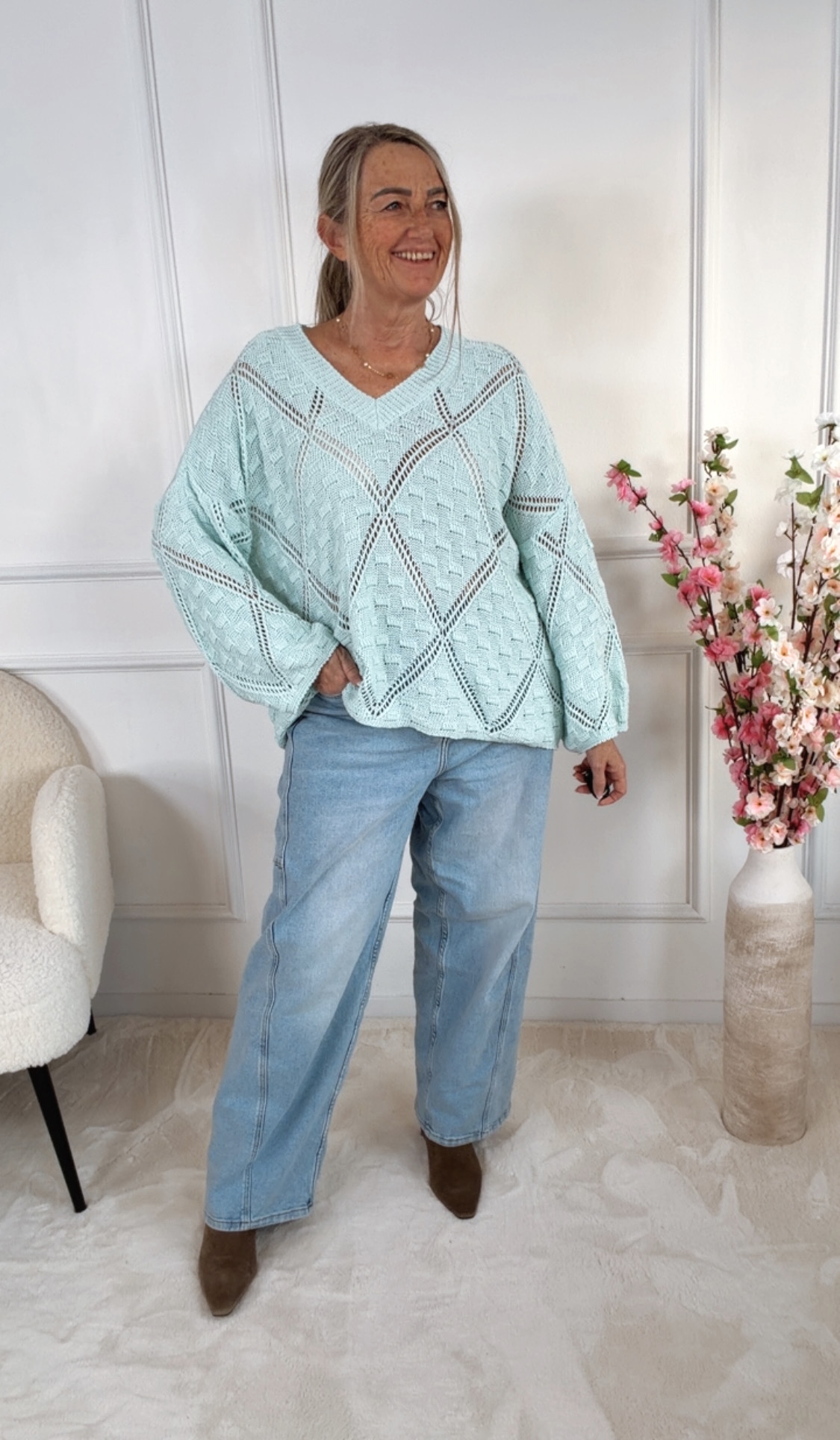 LOCHSTRICK PULLOVER LOREDALINA VENTO 34-44 Made in Italy