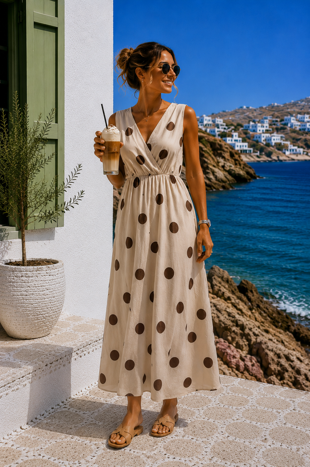 Maxi-Kleid Belladonna Polka Dots Made in Italy 34-42