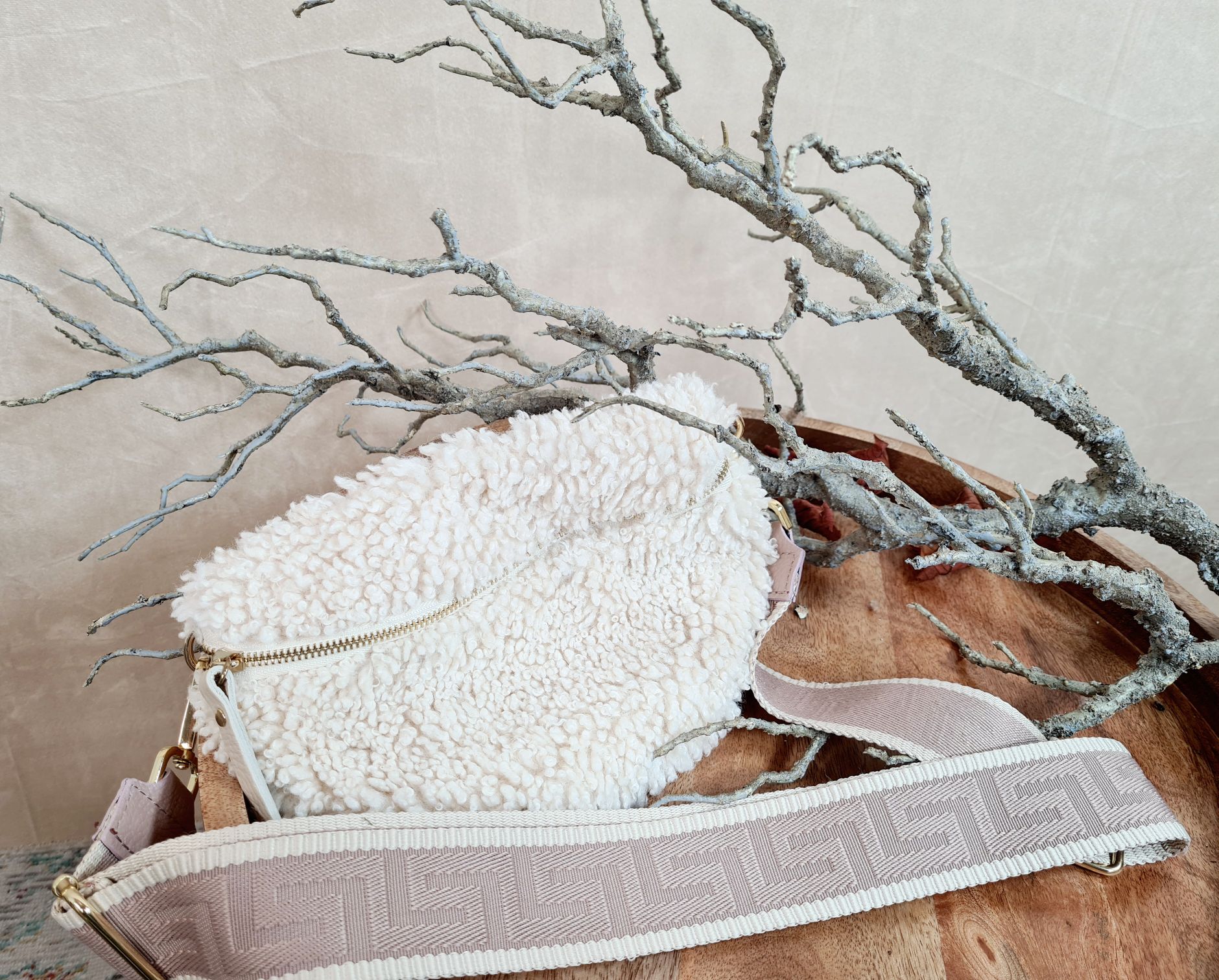 BAUCHTASCHE TEDDY M AURI CREME Umhängetasche mit Leder Made in Italy BAUCHTASCHE TEDDY M AURI CREME Umhängetasche mit Leder Made in Italy