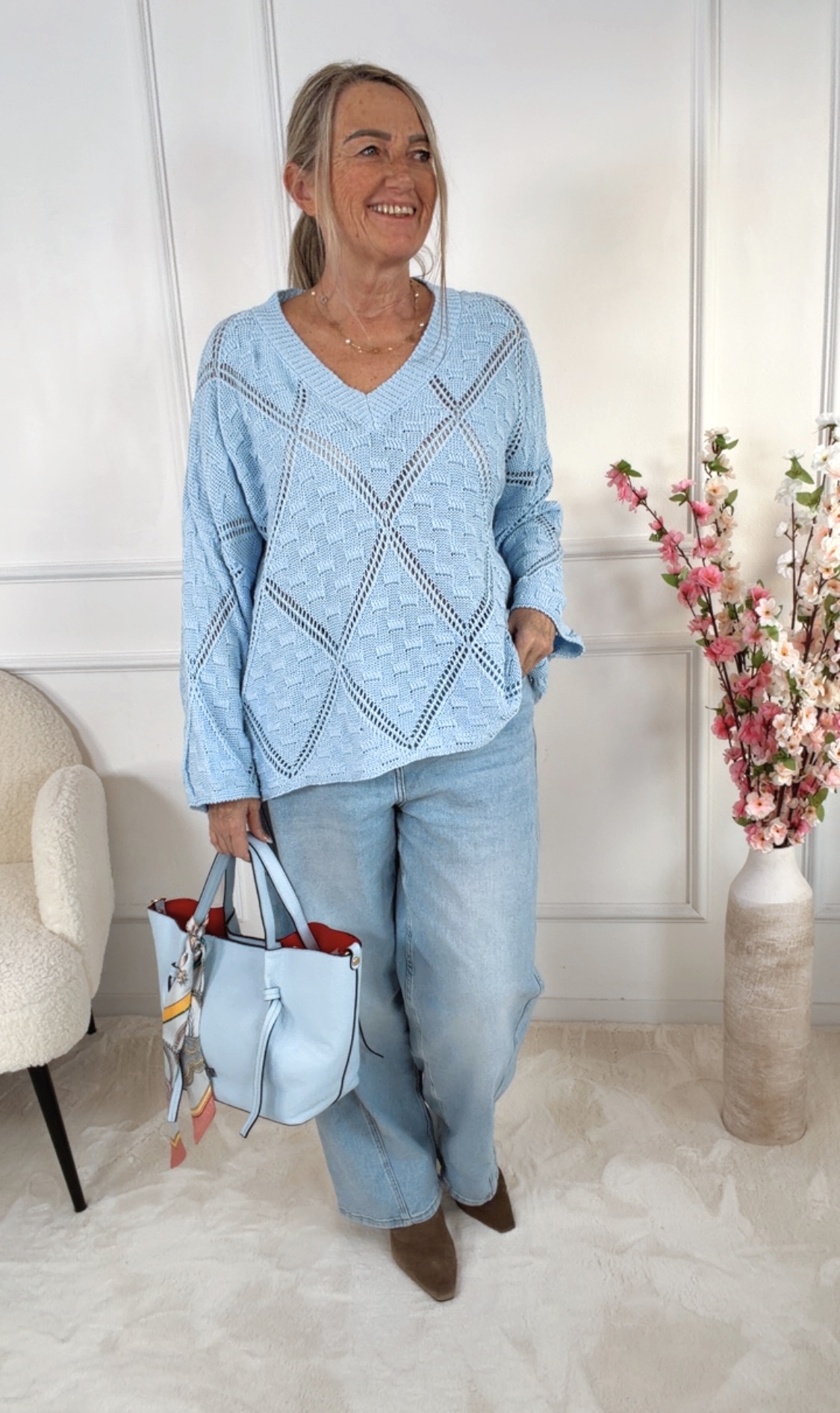 LOCHSTRICK PULLOVER LOREDALINA VENTO 34-44 Made in Italy