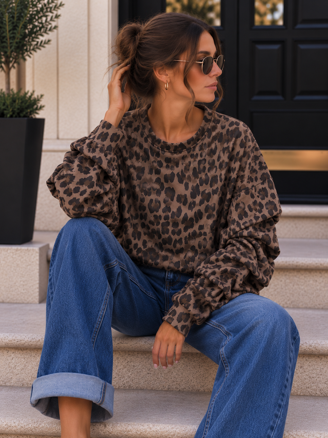 Sweater Butterstoff Leo mit Crinkle Ärmel I SW0073 I Made in Italy 34-42