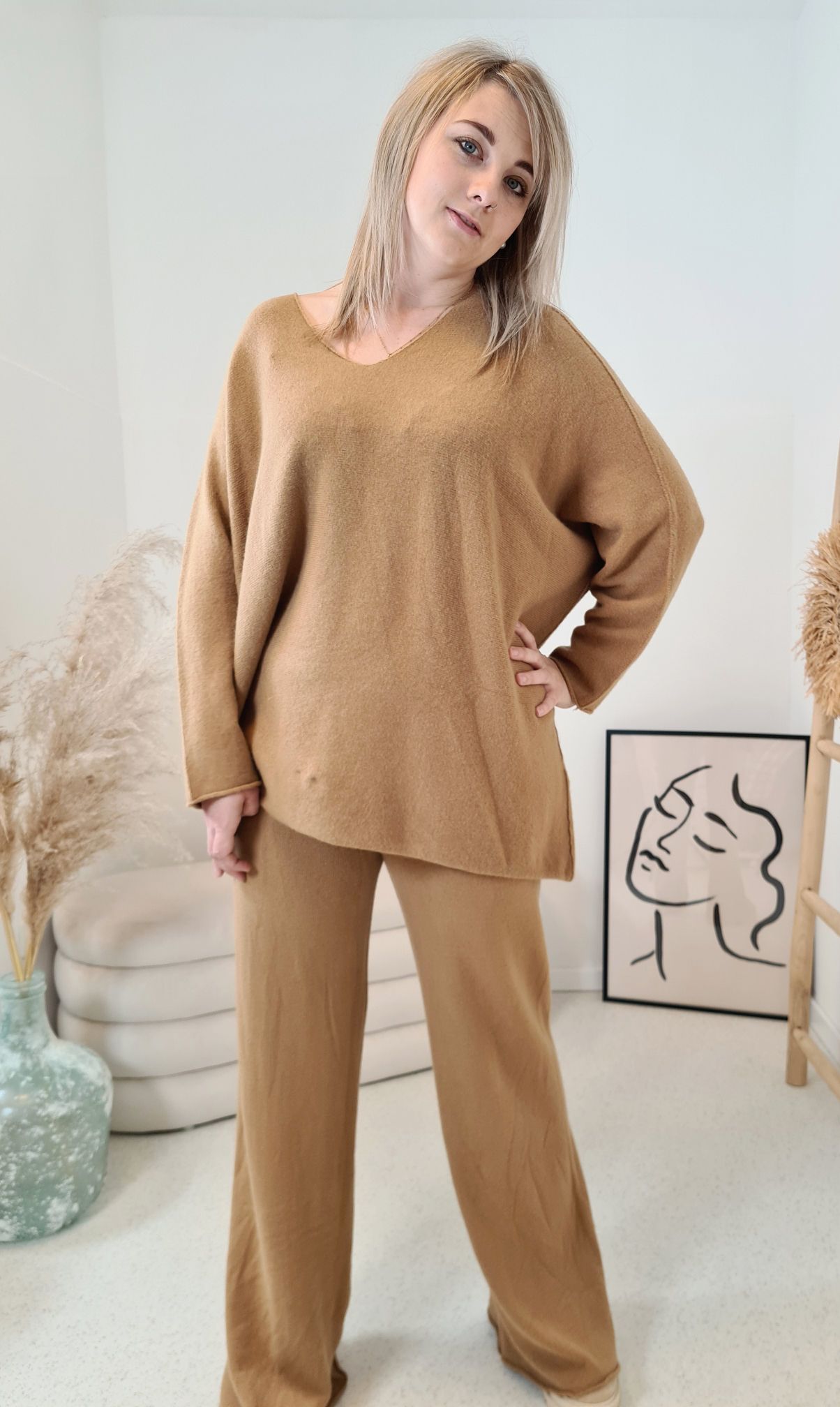 Edler BASIC ANZUG FLORA CAMEL SET Freizeitanzug Jogginganzug Loungewear Hausanzug Homewear 34-42 Edler BASIC ANZUG FLORA CAMEL SET Freizeitanzug Jogginganzug Loungewear Hausanzug Homewear 34-42