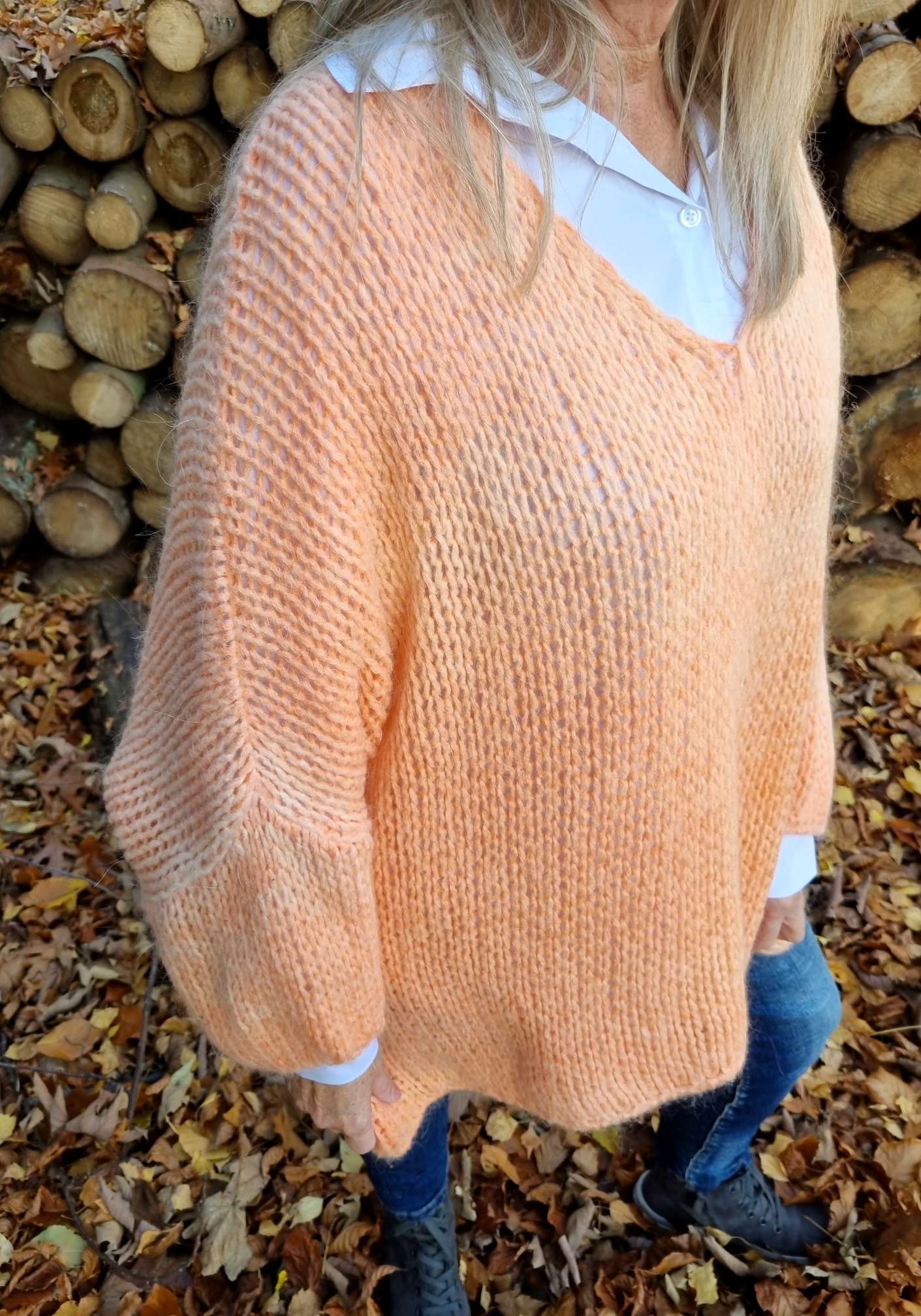 OVERSIZE KNIT SWEATER LETIZIA KORALLE 34-42/44 Made in Italy Grobstrickpullover Pullover OVERSIZE KNIT SWEATER LETIZIA KORALLE 34-42/44 Made in Italy Grobstrickpullover Pullover