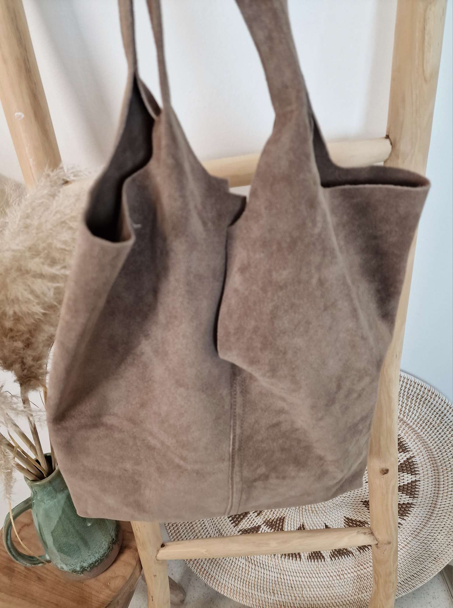 WILDLEDER SHOPPER ADELE TAUPE Made in Italy Echtleder Tasche Schultertasche