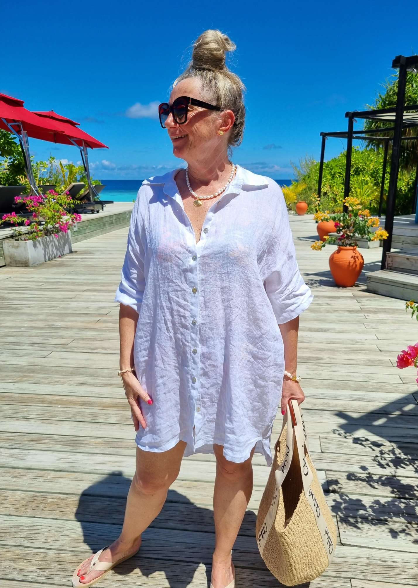 LINEN TUNIKA AREZZO LONG WEISS Leinen Bluse Kleid Made in Italy 34-42 Longbluse LINEN TUNIKA AREZZO LONG WEISS Leinen Bluse Kleid Made in Italy 34-42 Longbluse