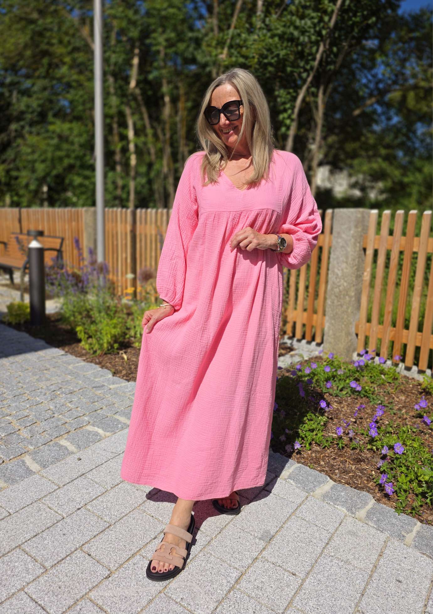 MUSSELIN MAXI DRESS PAROS NEW Made in Italy 34-46/48  Oversize Kleid