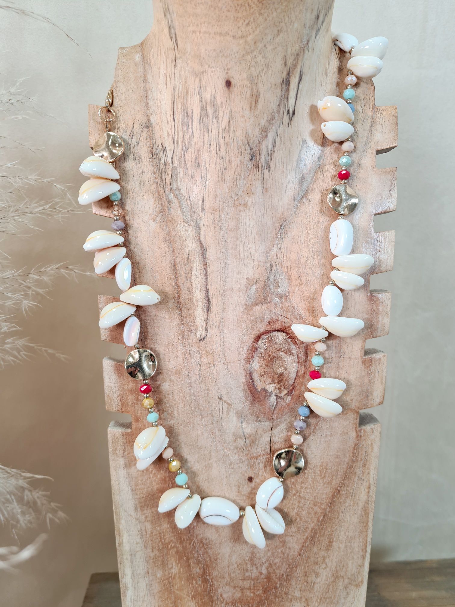 MUSCHEL KETTE BEACH VIBES BUNT Halskette Modeschmuck Italy Design Neckless 