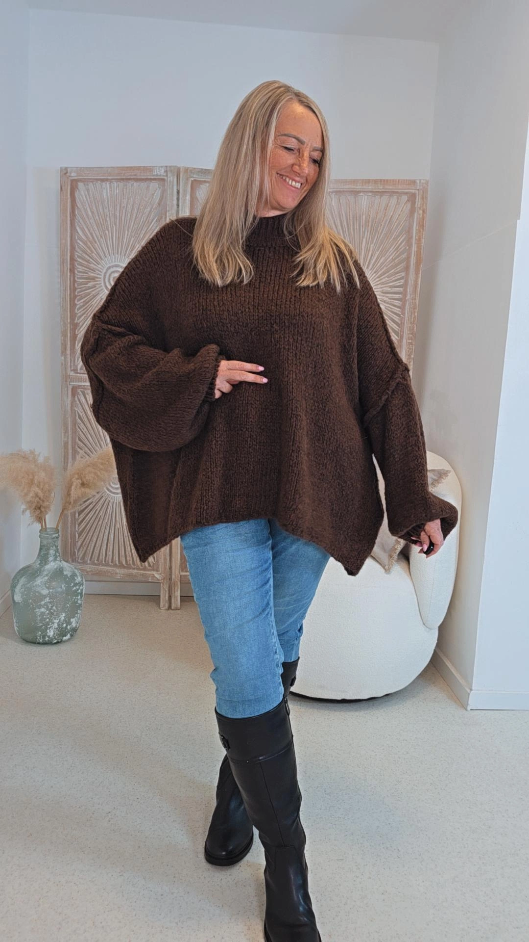 COZY KNIT SWEATER SCARLETT Made in Italy 34-48 OVERSIZE Pullover 