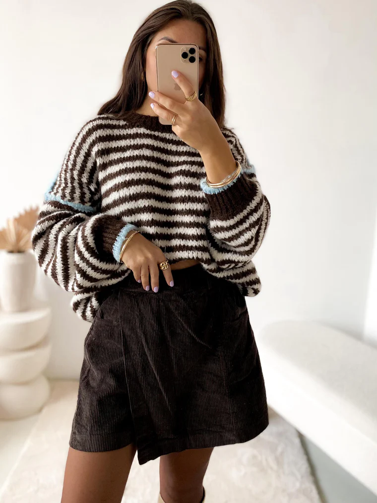 KURZER KNIT SWEATER MARIELLA im Streifendesign 34-42/44 Made in Italy Strick Pullover Pulli