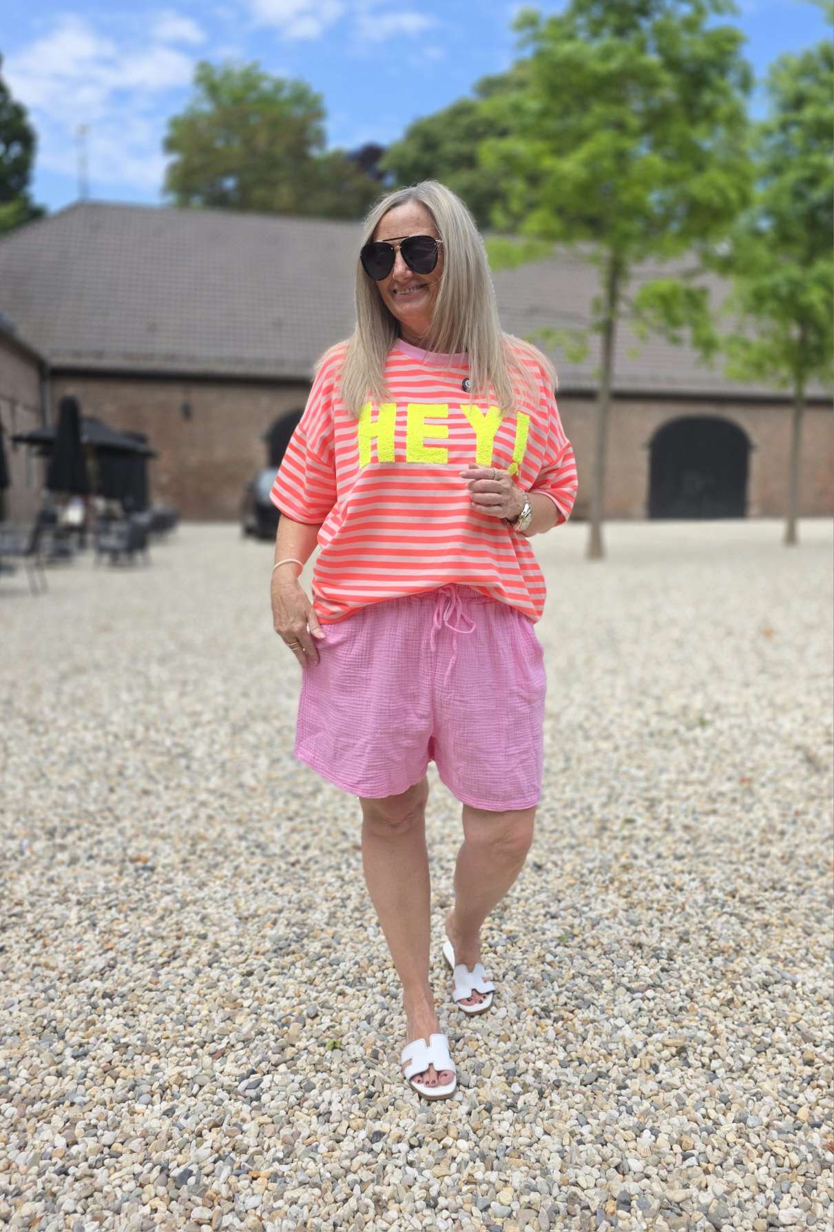 OVERSIZE SWEATER STRIPES HEY SHIREEN Made in Italy 34-44 Kurzarm Sweatshirt