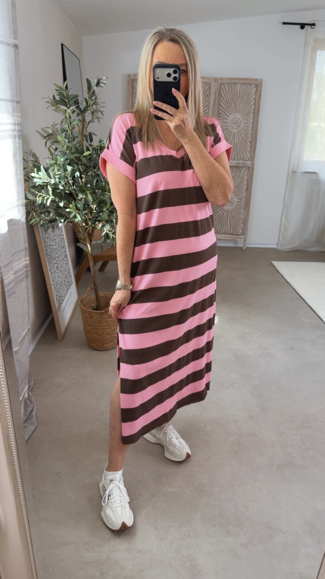 🌸 Shirtkleid „Candy Breeze Stripes – Blockstreifen Made in Italy 34-42