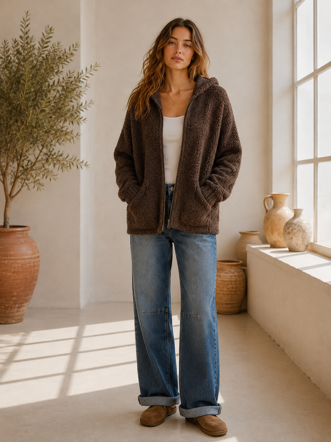 Kapuzen-Cardigan Boucle I SJ0025 I Made in Italy 34-40/42 Strickjacke
