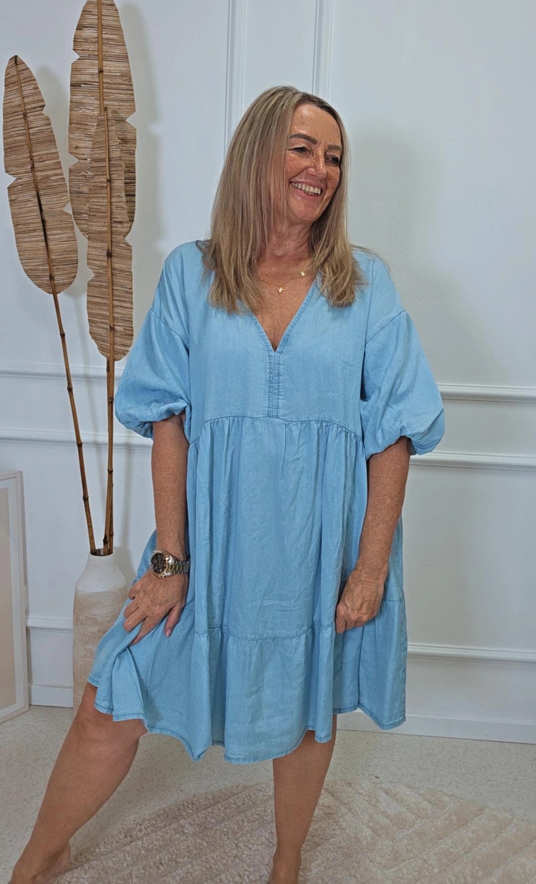JEANS KLEID KURZ ANASTASIA 34 - 42 Made in Italy Lyocell KURZ