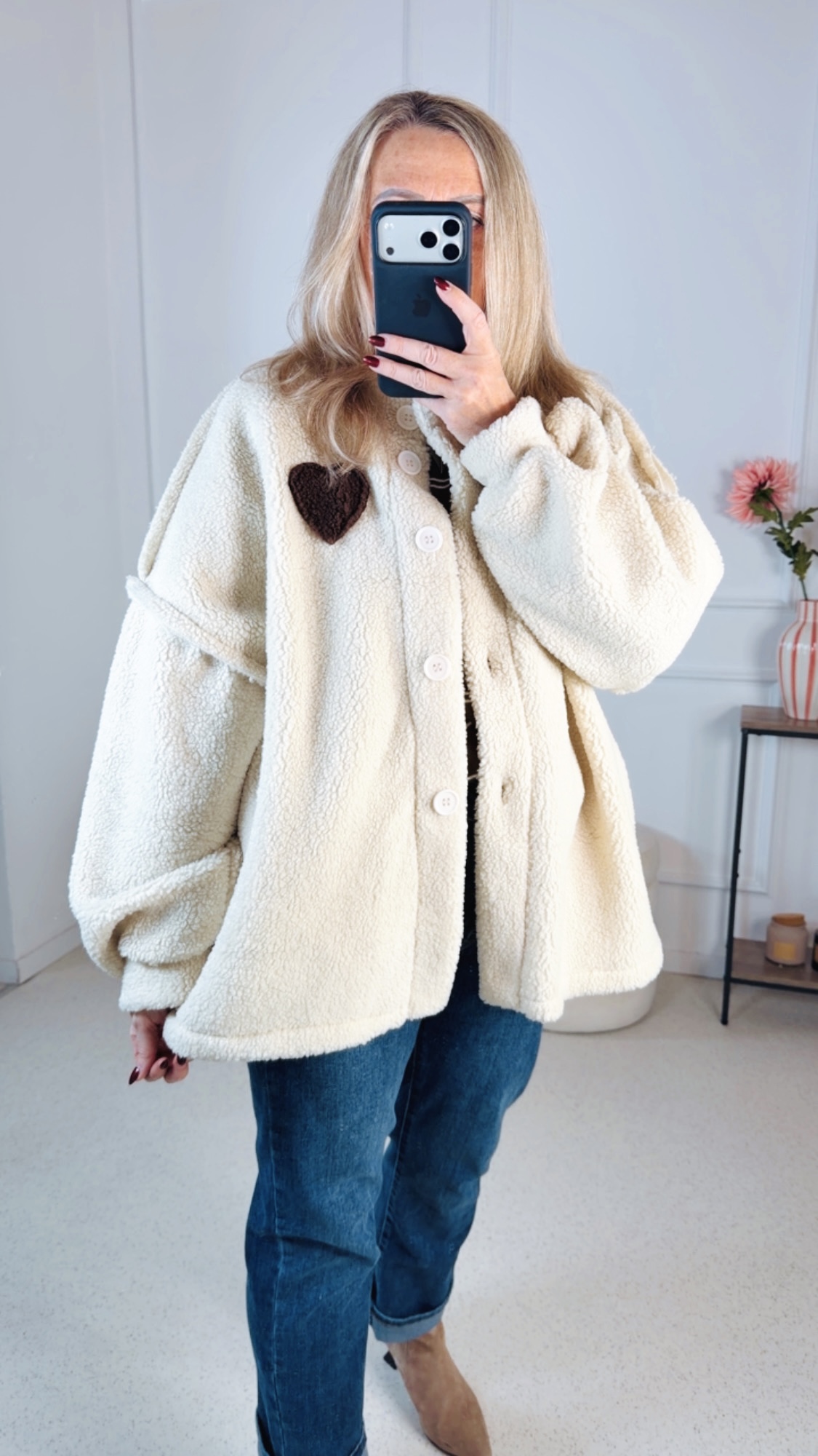 OVERSIZE TEDDY JACKE JANNIS  HEART Made in Italy 36-44/46