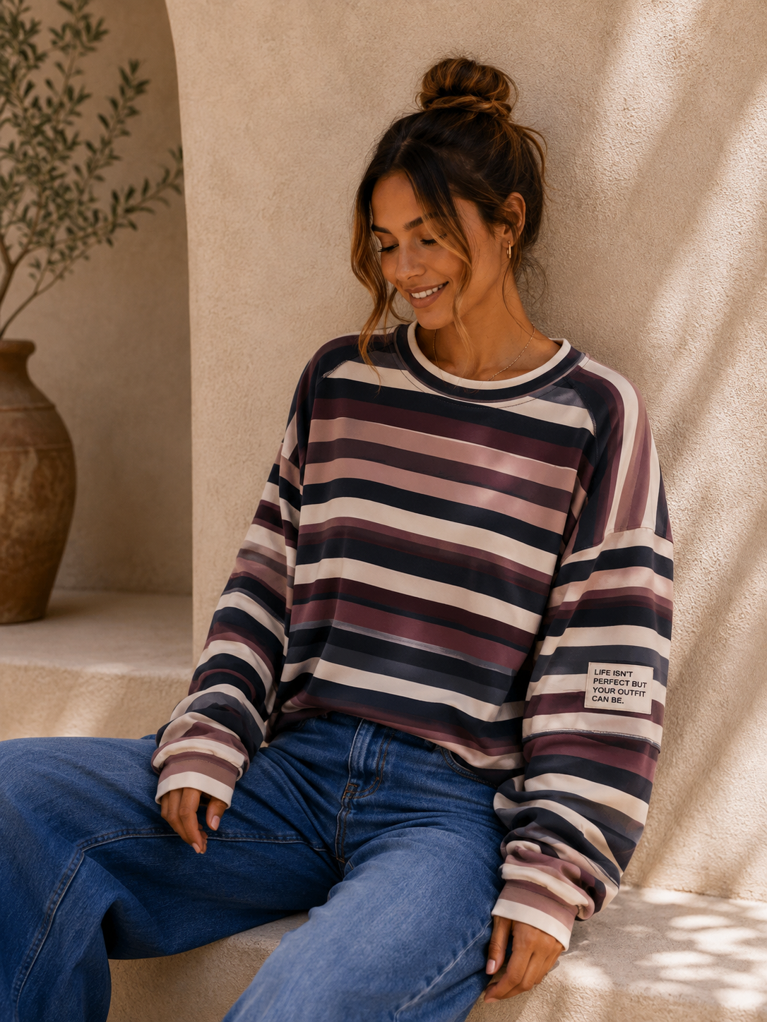 Sweatshirt „Ottavia“ – Streifen-Look | Made in Italy | passend bis ca. Gr. 42/44