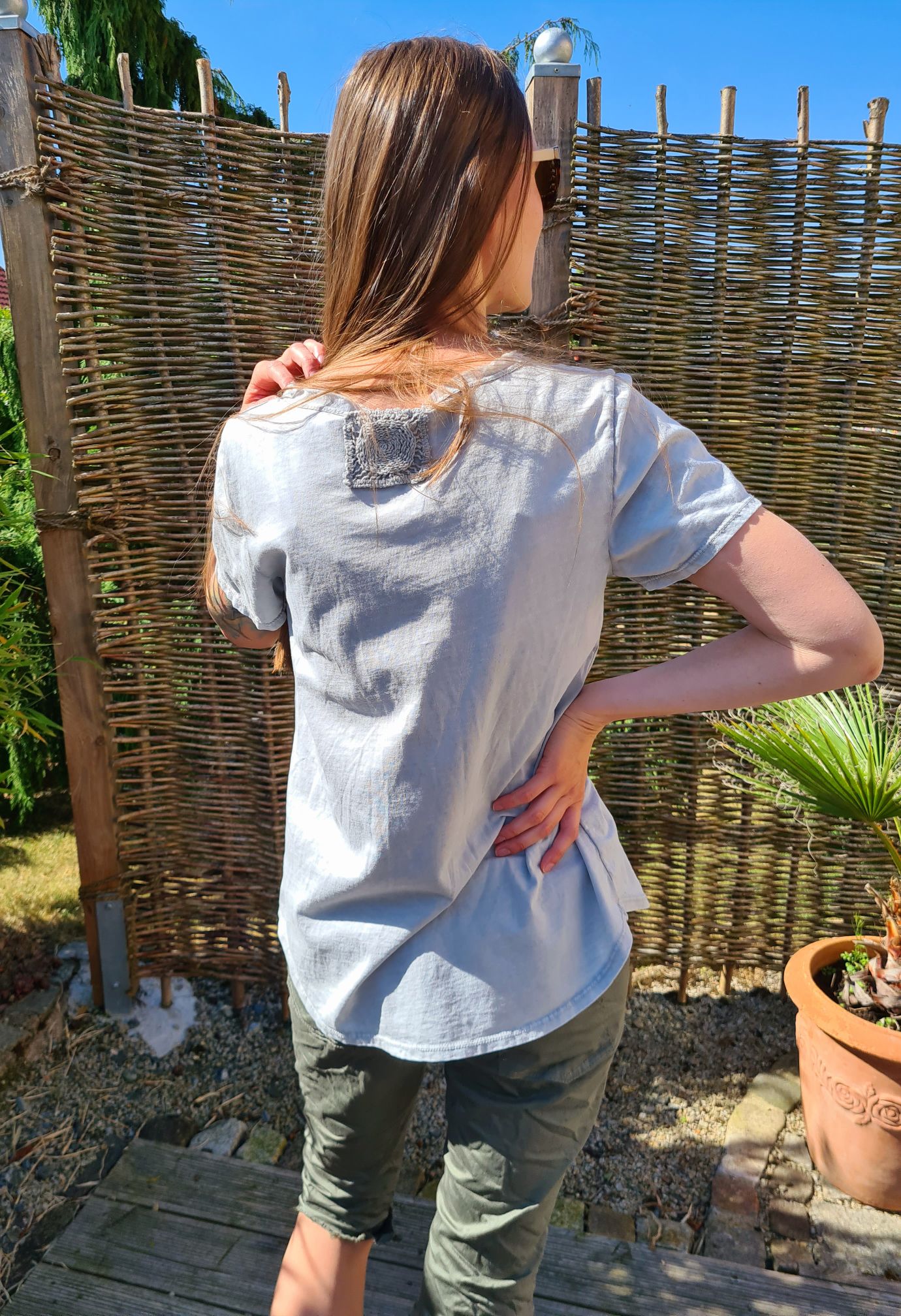 T-SHIRT BLANCO HELLGRAU 34-38/40 Made in Italy Basic Shirt Kurzarm Vintage Look T-SHIRT BLANCO HELLGRAU 34-38/40 Made in Italy Basic Shirt Kurzarm Vintage Look