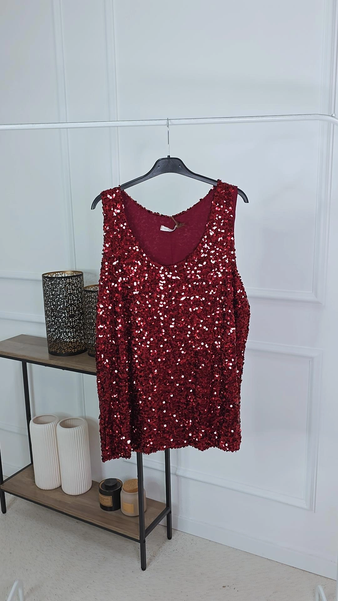 EINZELSTÜCK PAILLIETTEN TOP HEDDA BURGUNDY - Vom Umtausch ausgeschlossen